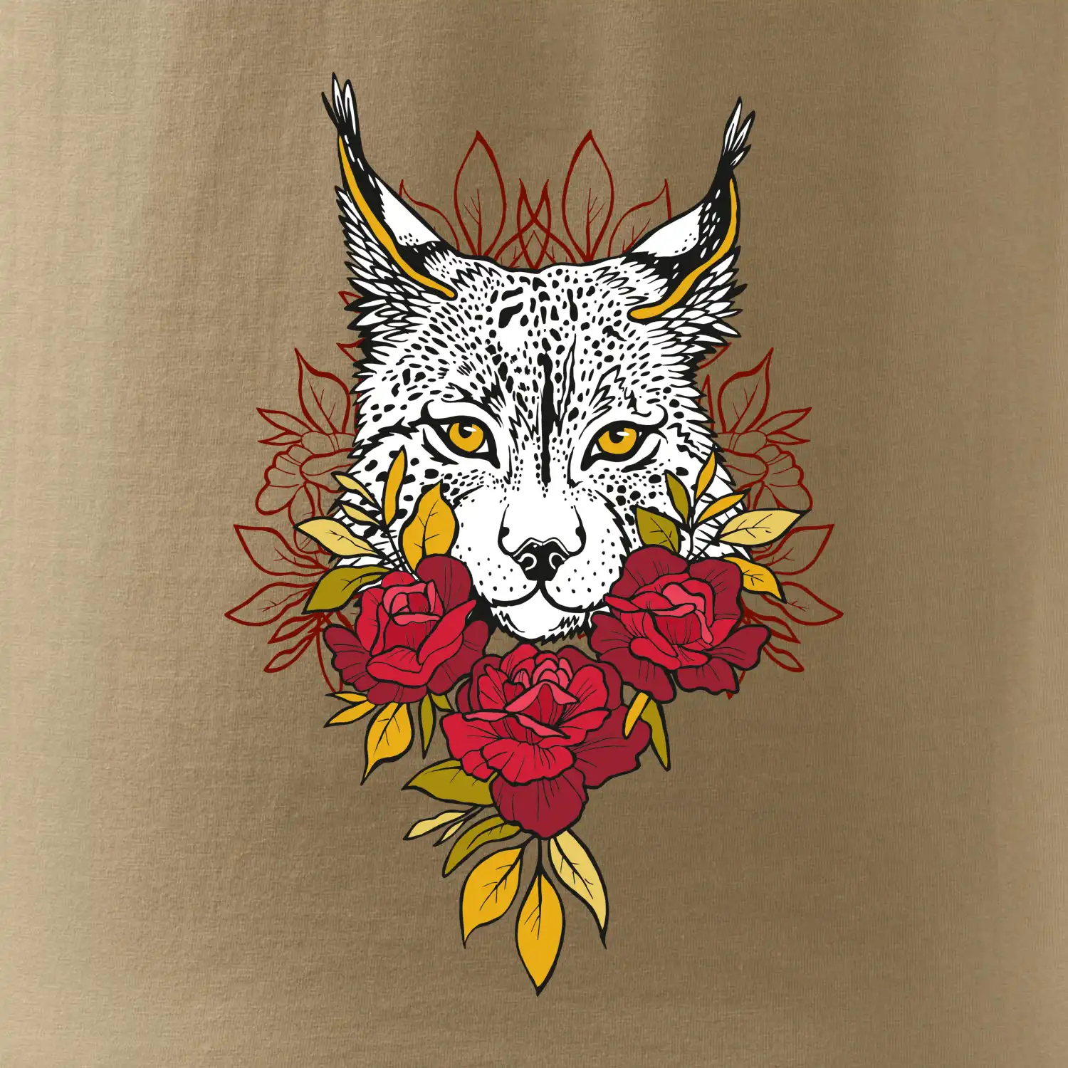 Rys s červenými růžemi  (Pecka design)