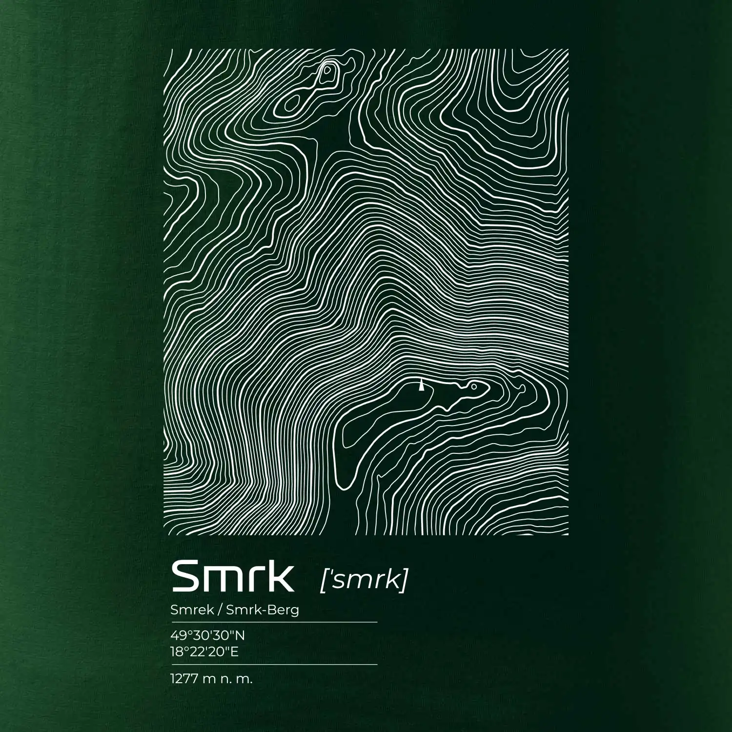 Smrk - vrstevnice v obdélníku