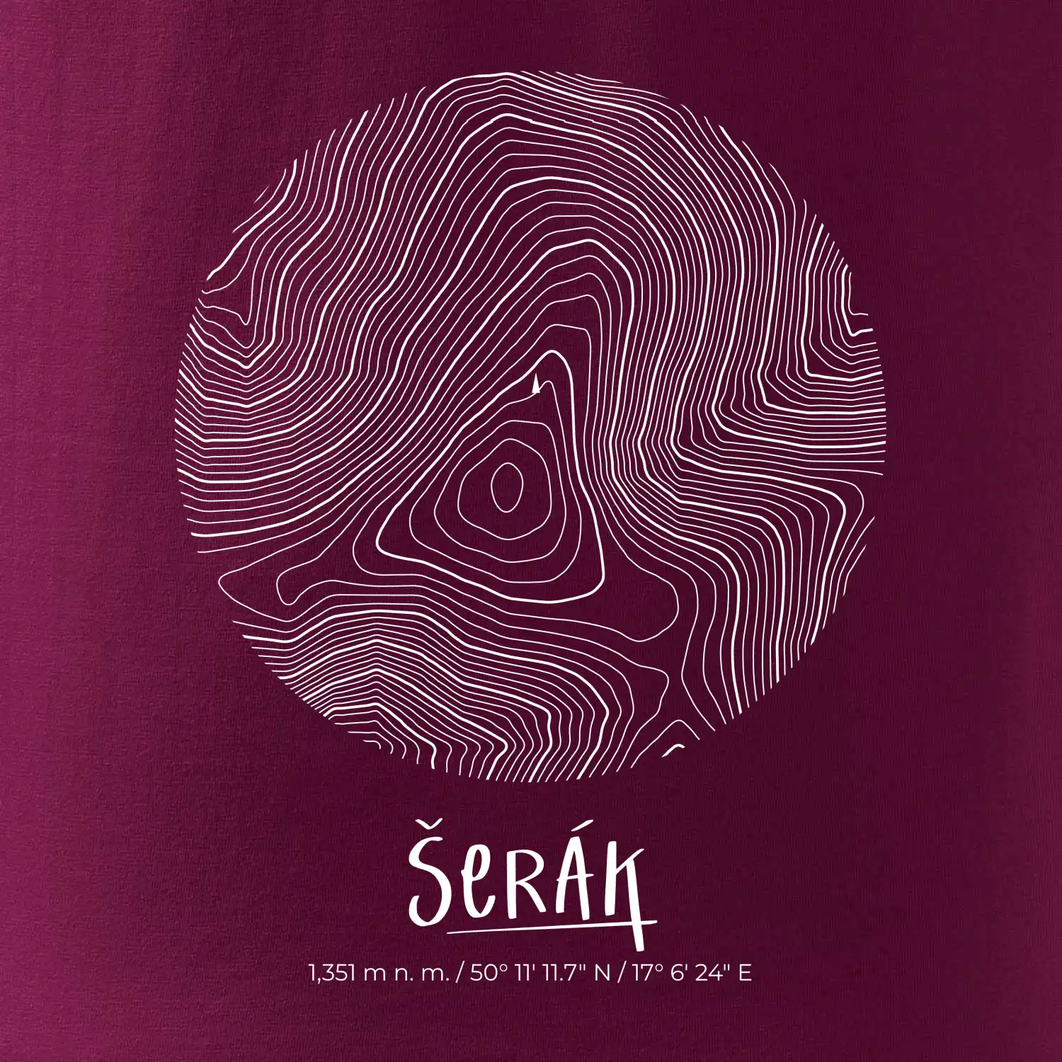 Šerák - vrstevnice v kruhu