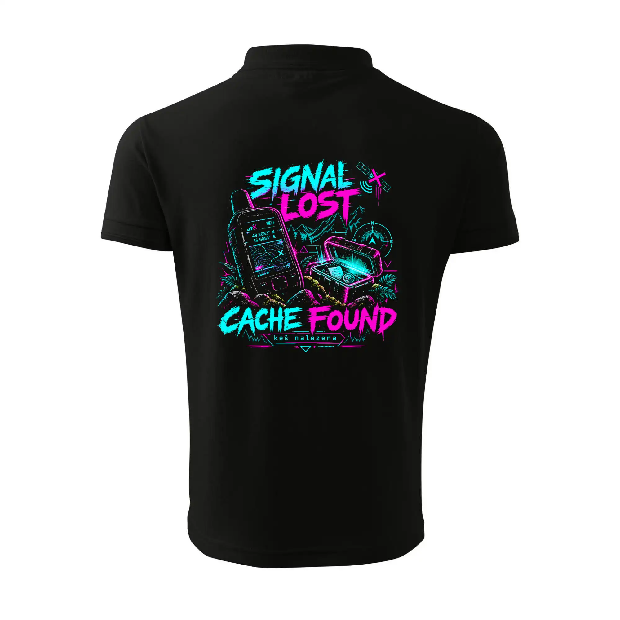 Signal lost cache found neonový GPS motiv