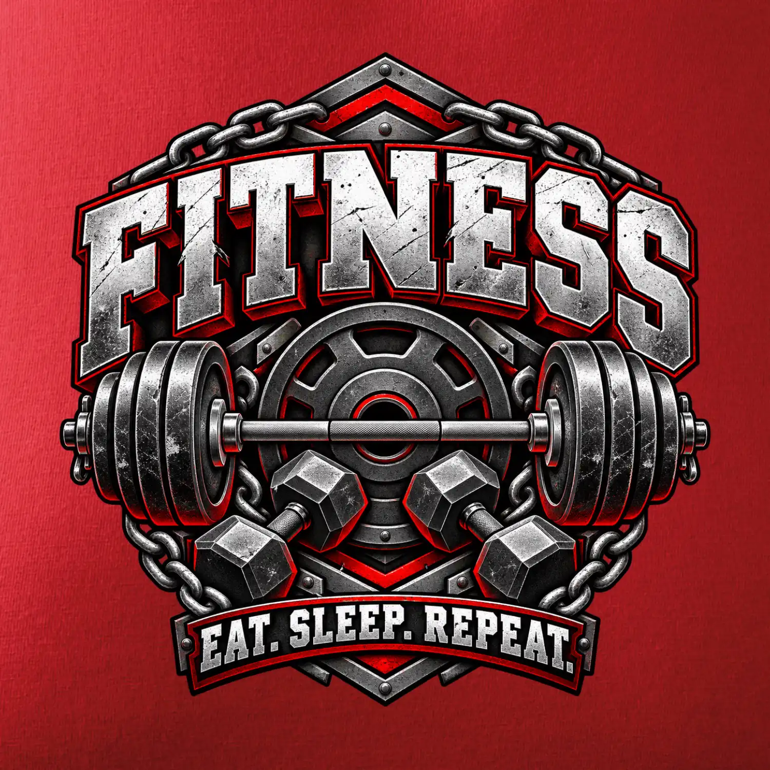 Fitness činka a závaží eat sleep repeat