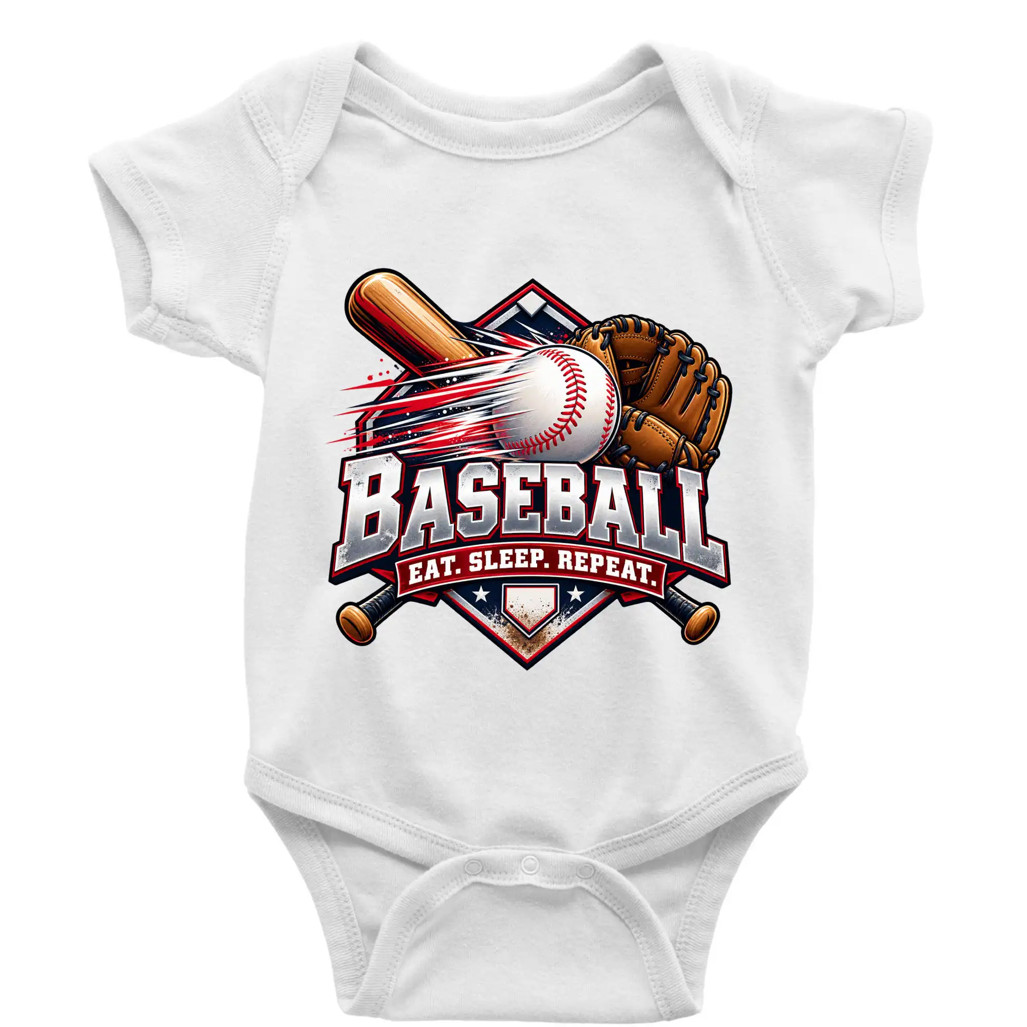 Baseballová pálka s rukavicí eat sleep repeat