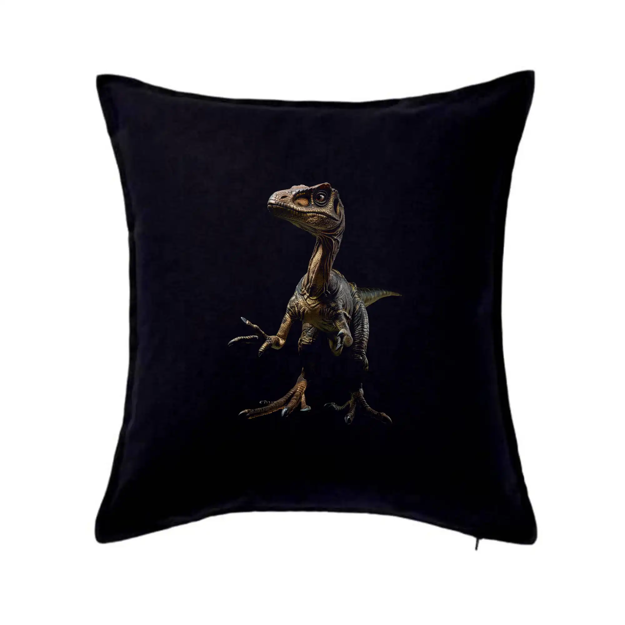 Tričká so zvieratami - Velociraptor čierna fotka - Vankúš 50x50