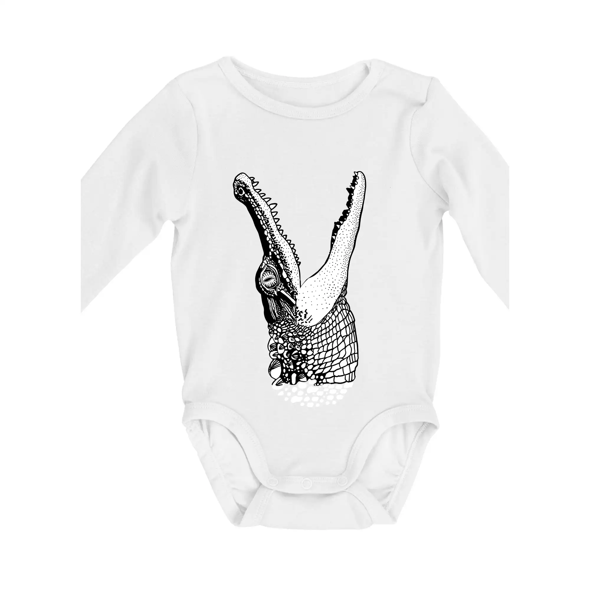 Tričká so zvieratami - Krokodíl kreslený  (Pecka design) - Body dojčenské s dlhým rukávom