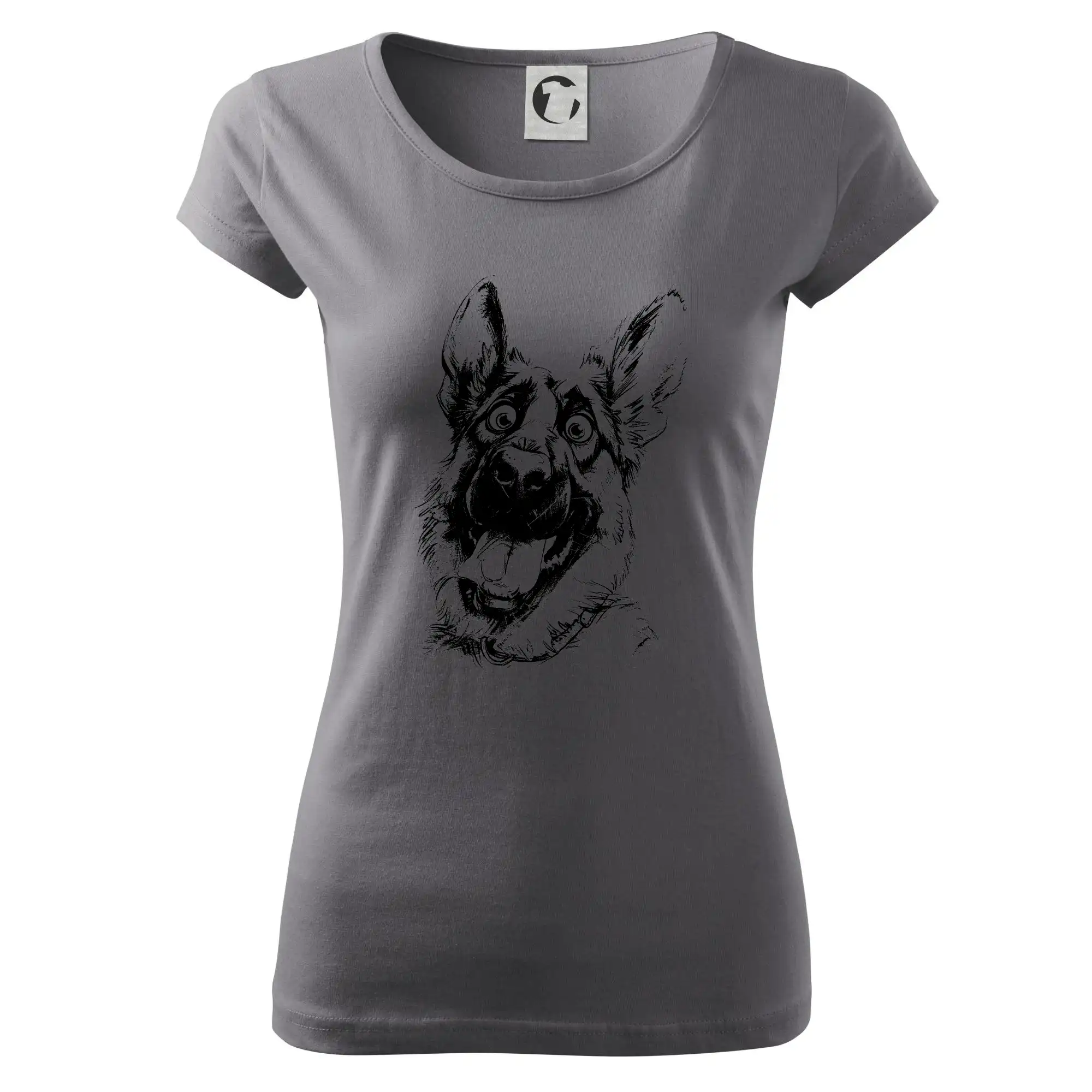 Nemecký ovčiak - Čiernobiela karikatúra Nemecký ovčiak - Dámske tričko Pure