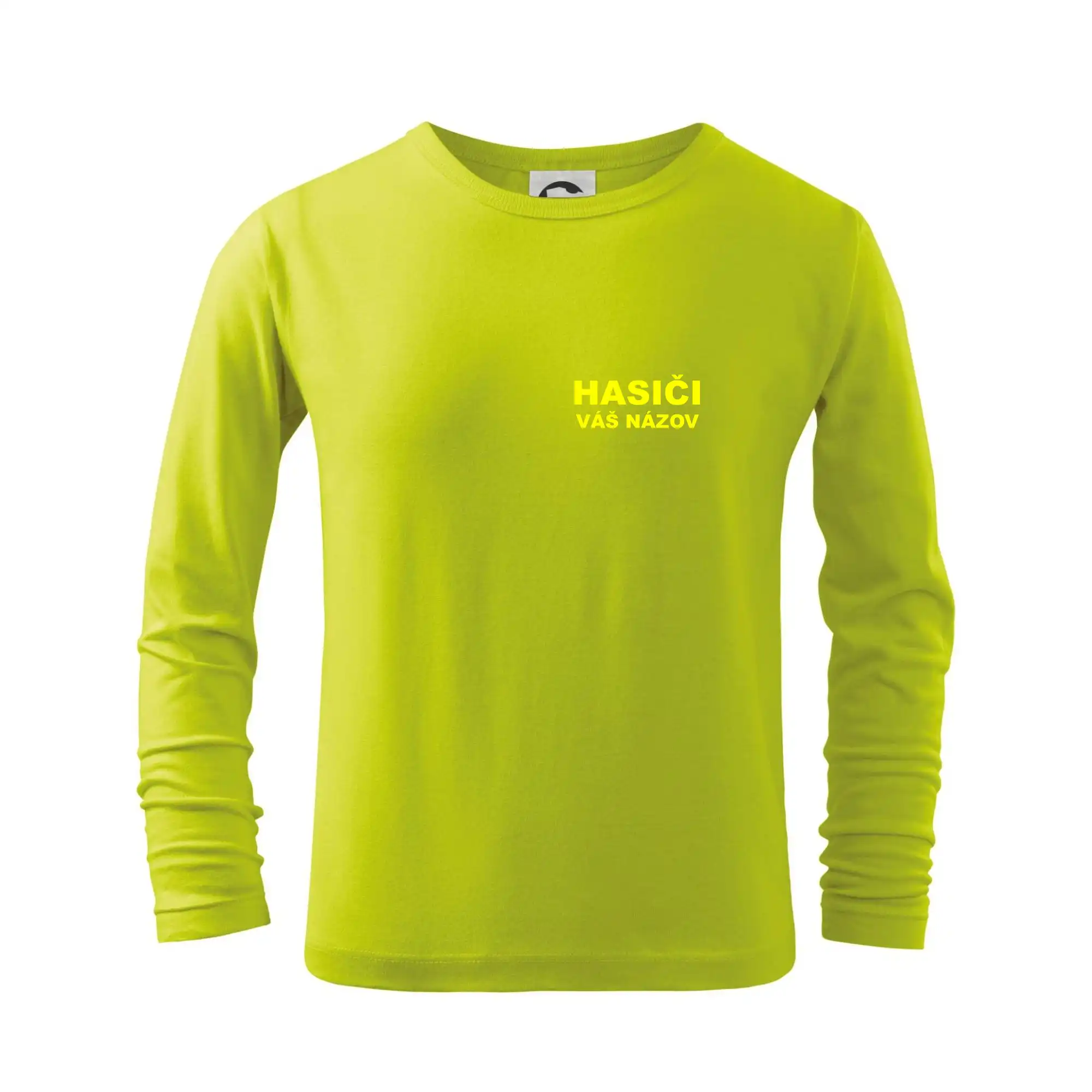 Originálne tričká pre hasičov - Hasiči - žltý nápis - váš názov zboru - Tričko detské Long Sleeve