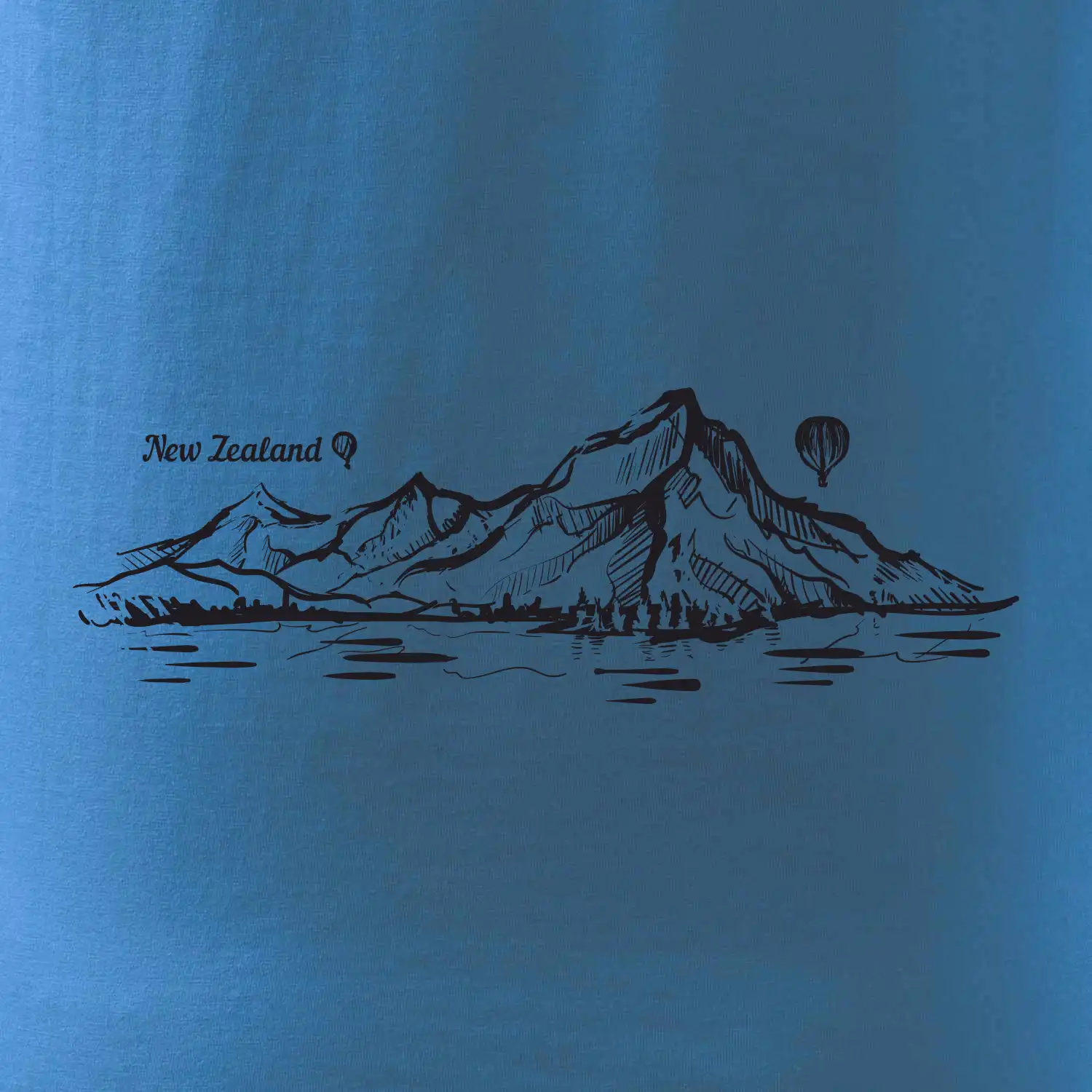 Nový Zéland nápis a hory Aoraki -  Mount Cook