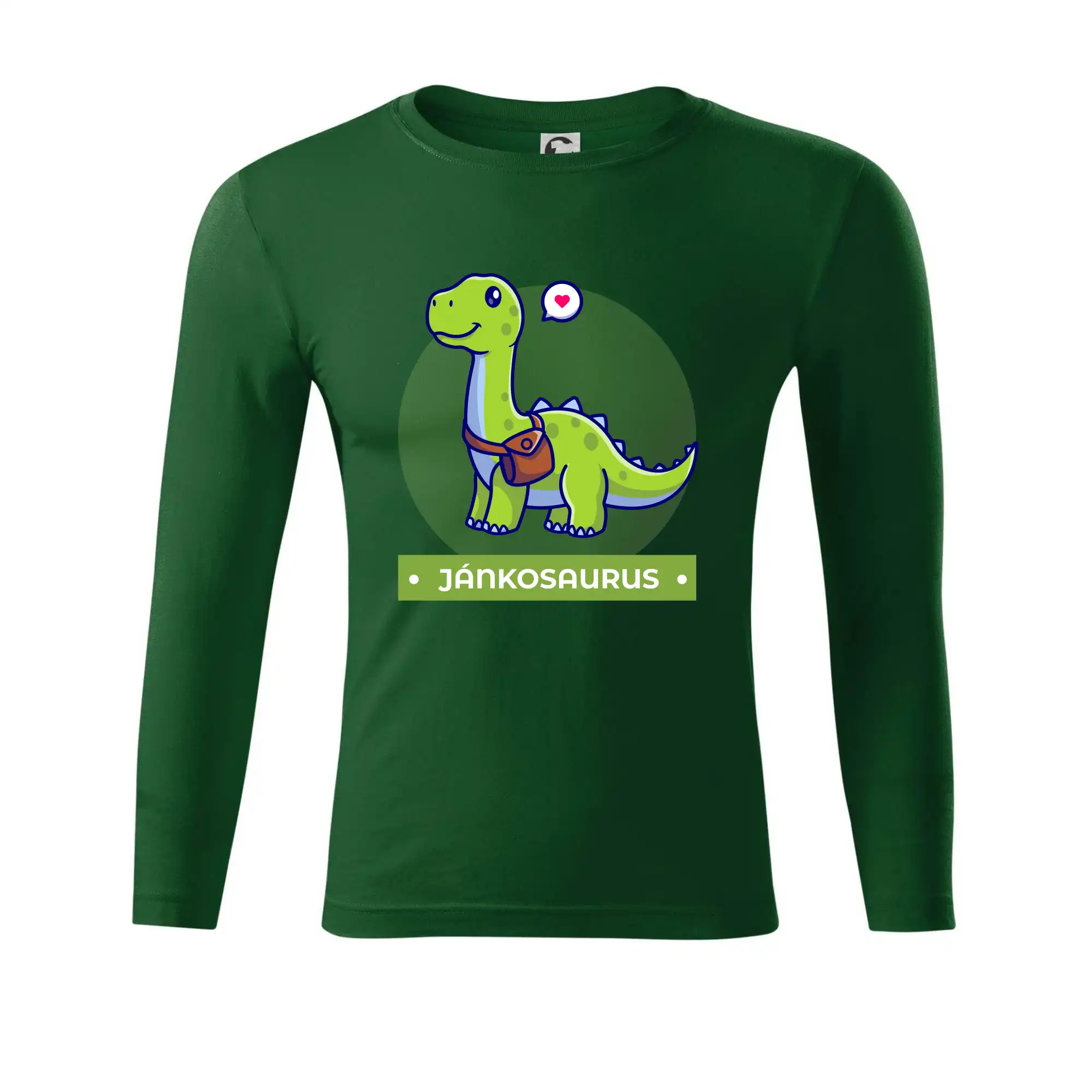 Detské tričká, mikiny a body s originálnymi potlačami | Veselé motívy pre chlapcov aj dievčatá - Dinosaurie mená - zelený dinosaurus - Tričko Progress s dlhým rukávom