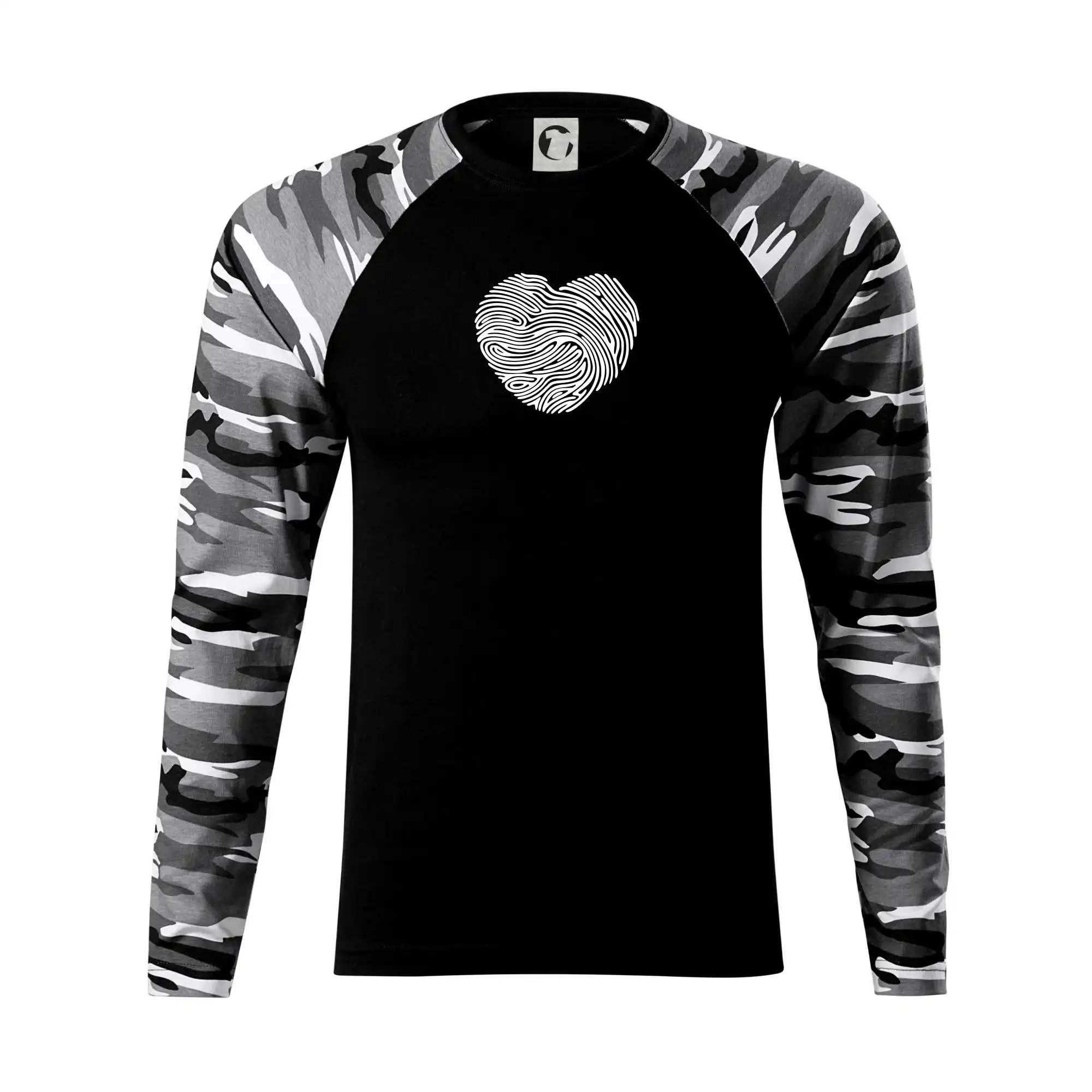 Tričká pre zamilovaných - Odtlačok prsta srdce - Camouflage LS