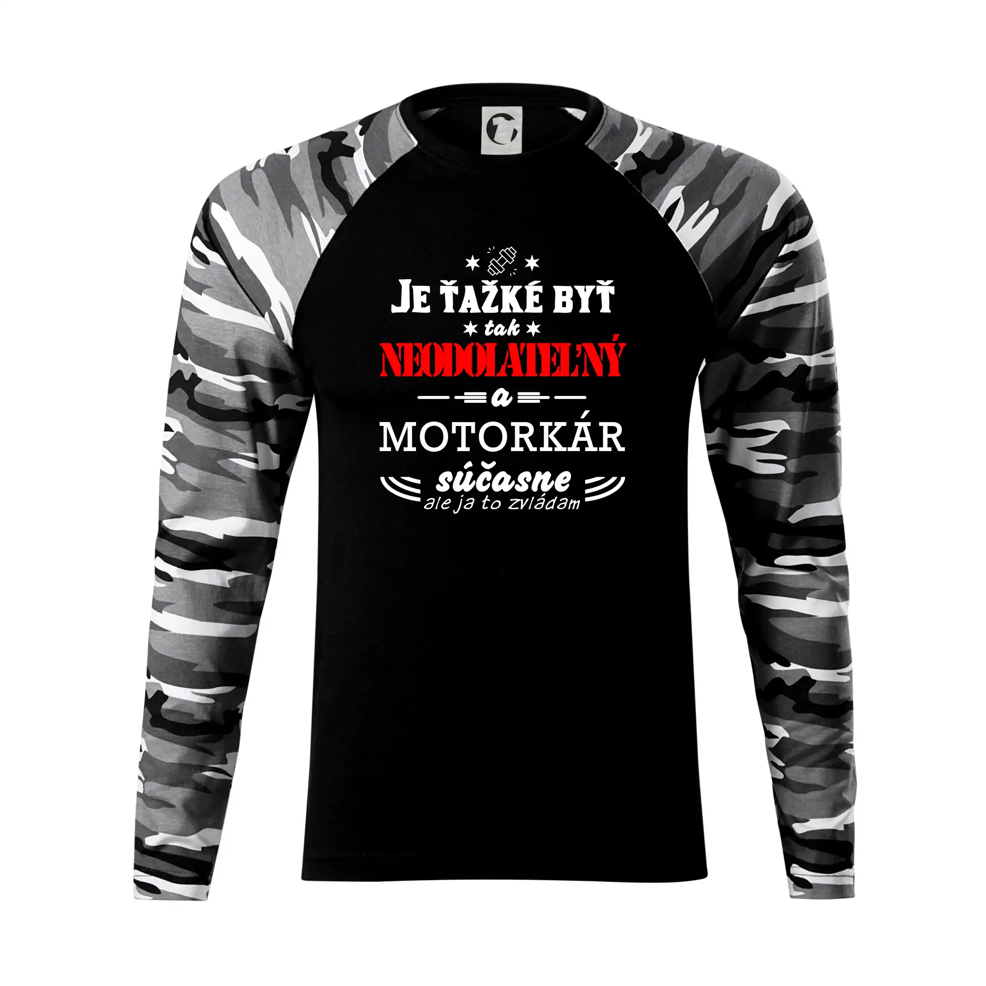 Tričká a mikiny s potlačou motoriek – pre pravých motorkárov - Neodolateľný motorkár - Camouflage LS