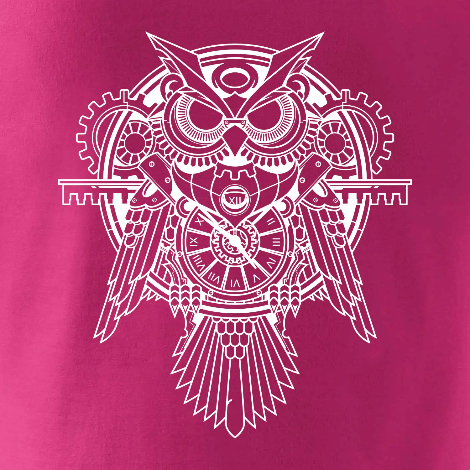 Steampunk sova černobílá
