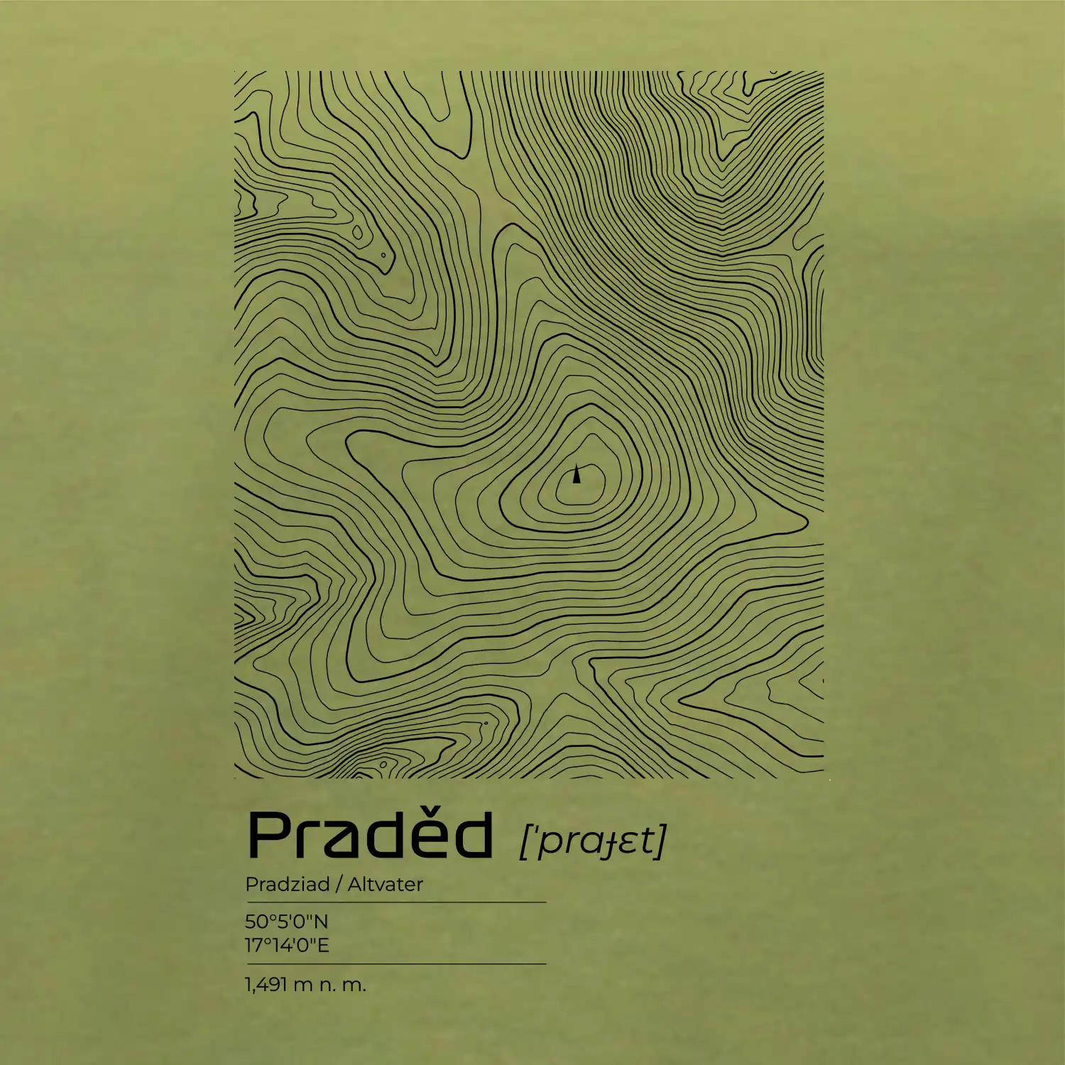 Praděd - vrstevnice v obdélníku