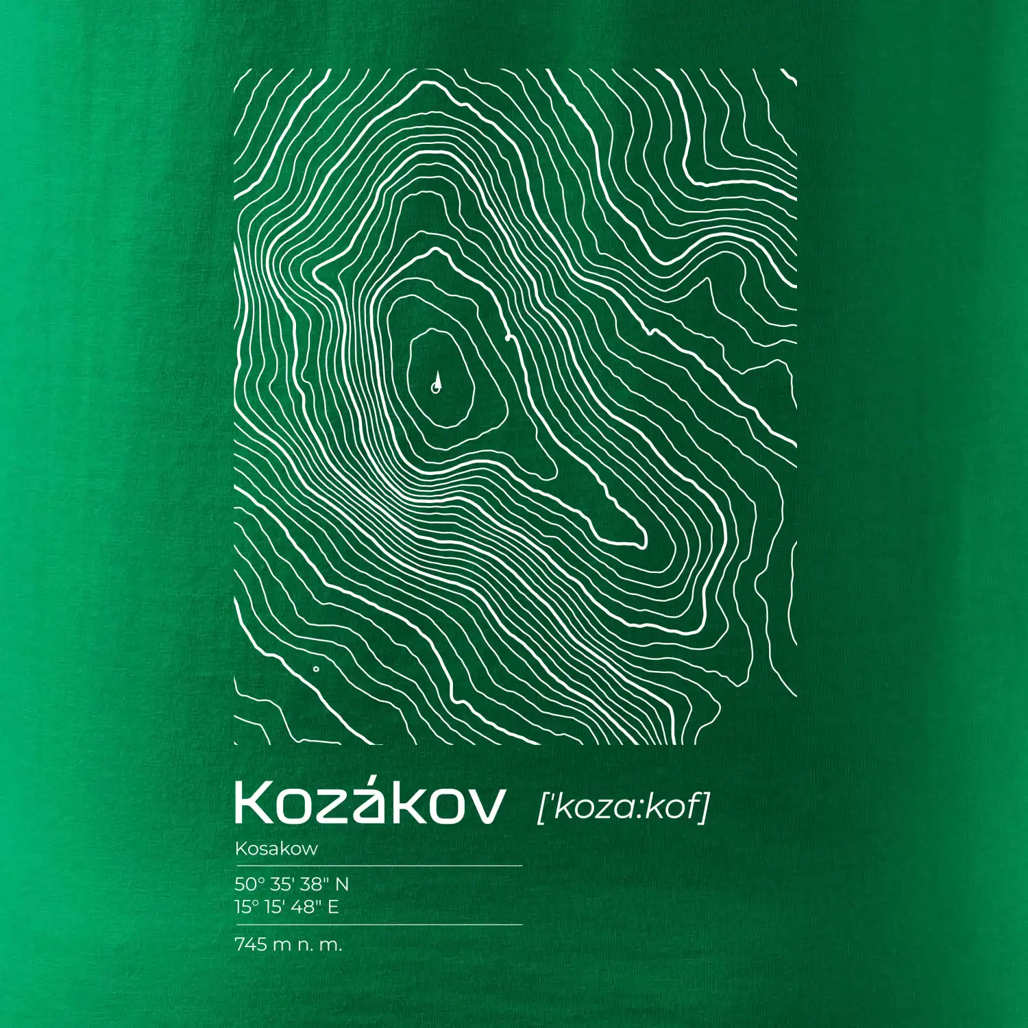 Kozákov - vrstevnice v obdélníku