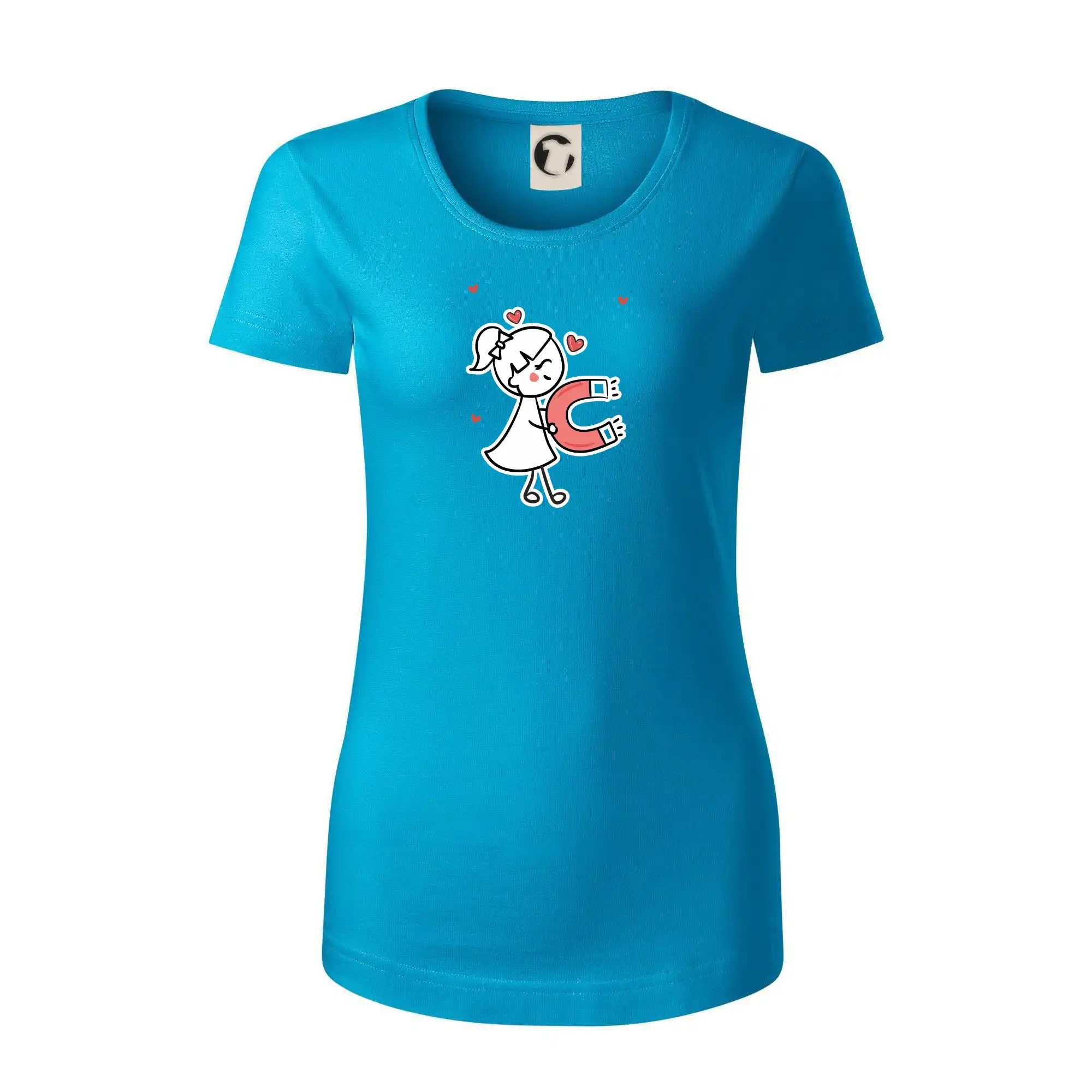 Tričká pre zamilovaných - Párový motív - panáčik a magnet - Dámske tričko z organickej bavlny Origin (GOTS)