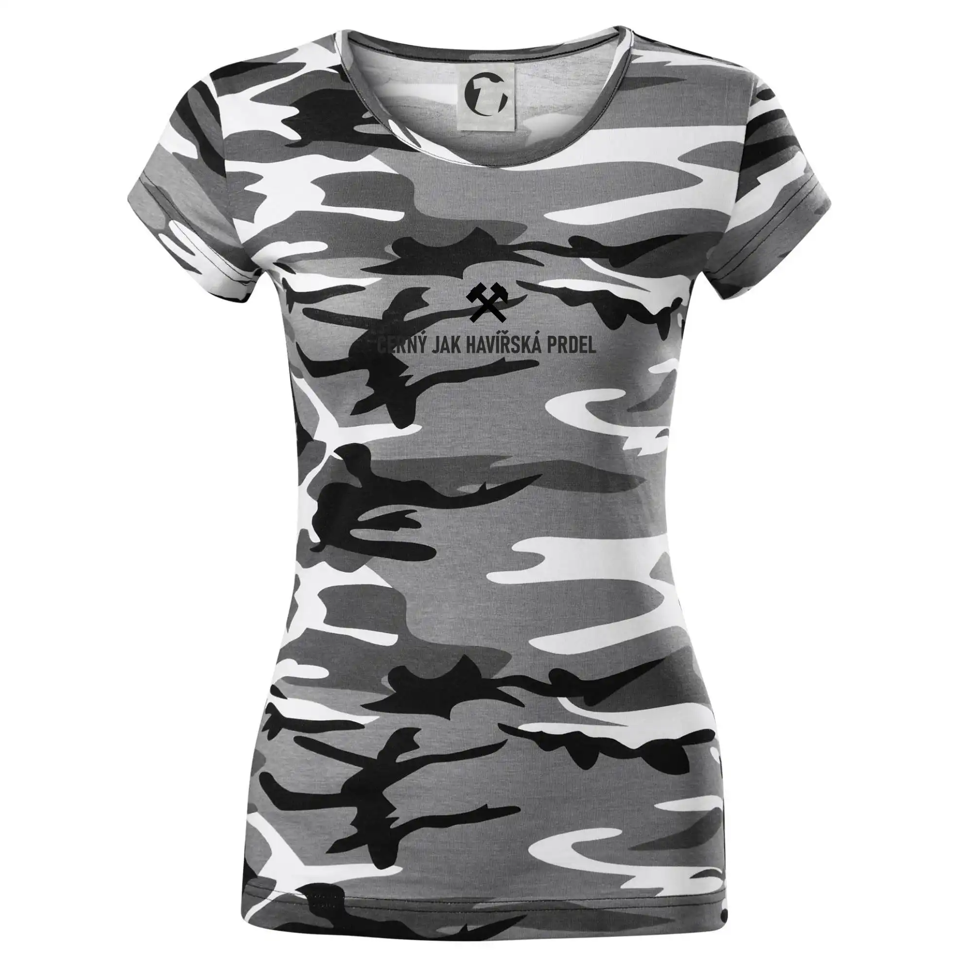 ČERNÝ JAK HAVÍŘSKÁ PRDEL﻿ - Dámske maskáčové tričko