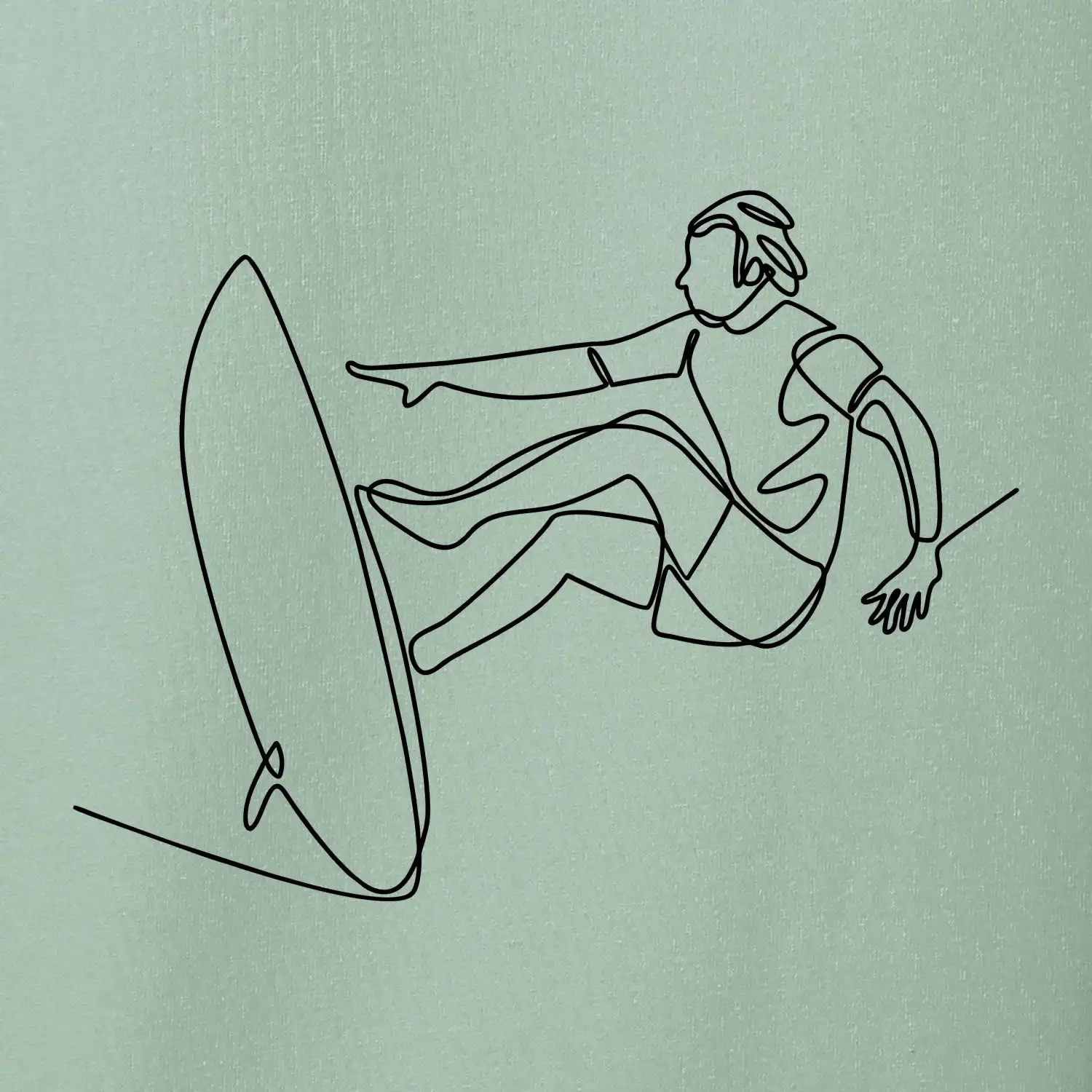 Surfař na vlně jedním tahem