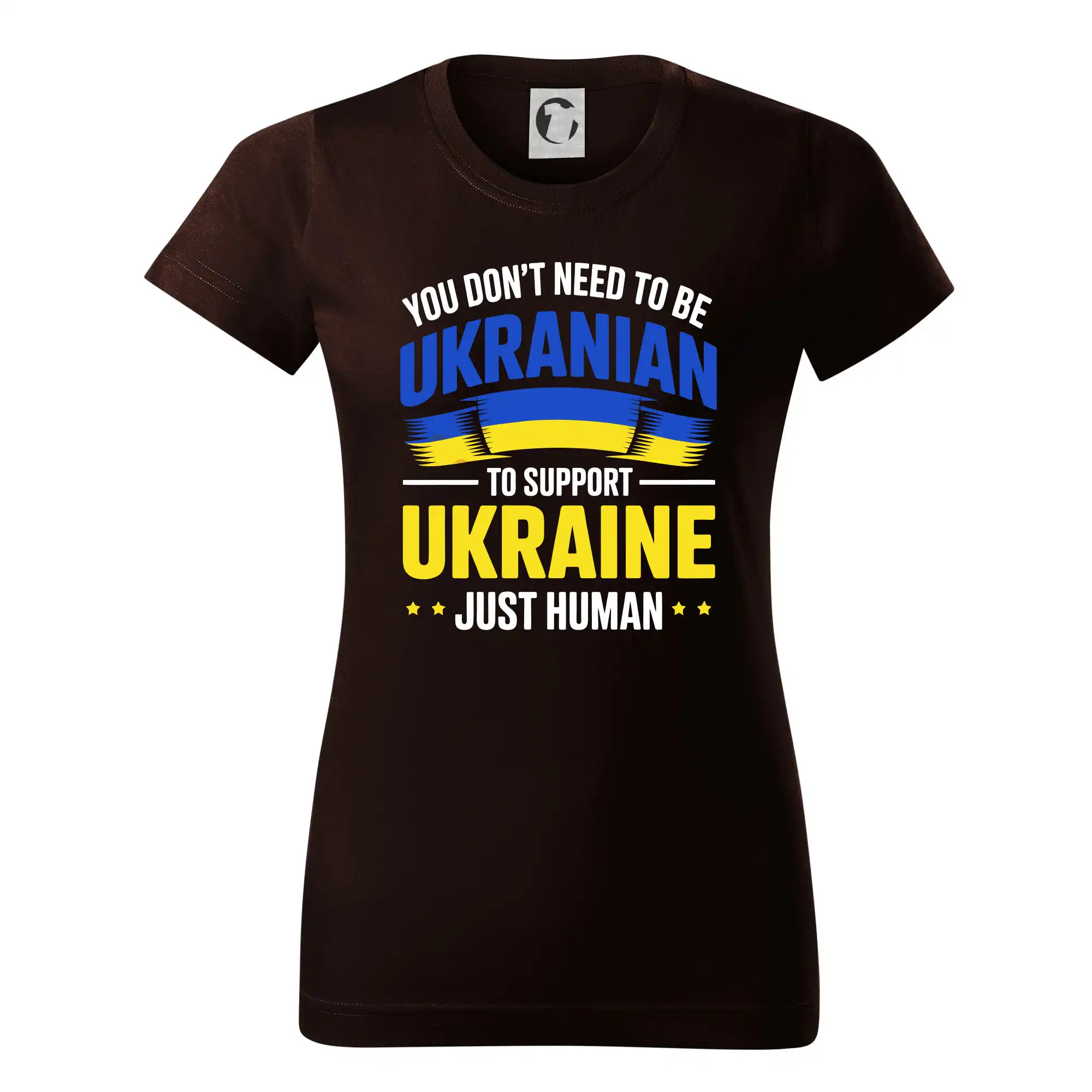 Tričká s vlajkou ukrajiny - You don't need to be Ukrainian to support Ukraine just human - Dámske tričko basic - ľahko voľnejšie a dlhšie