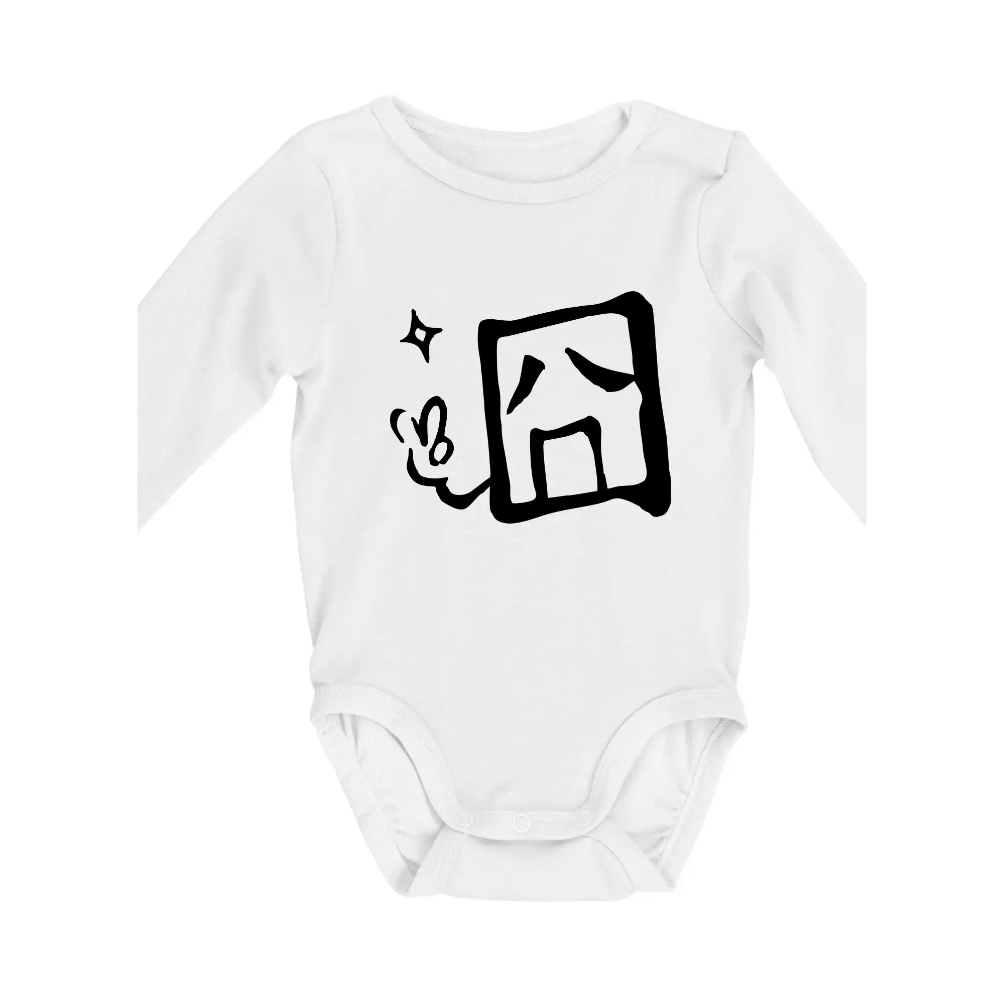 Grafické tričká - Čínsky symbol - smutný - Body dojčenské s dlhým rukávom