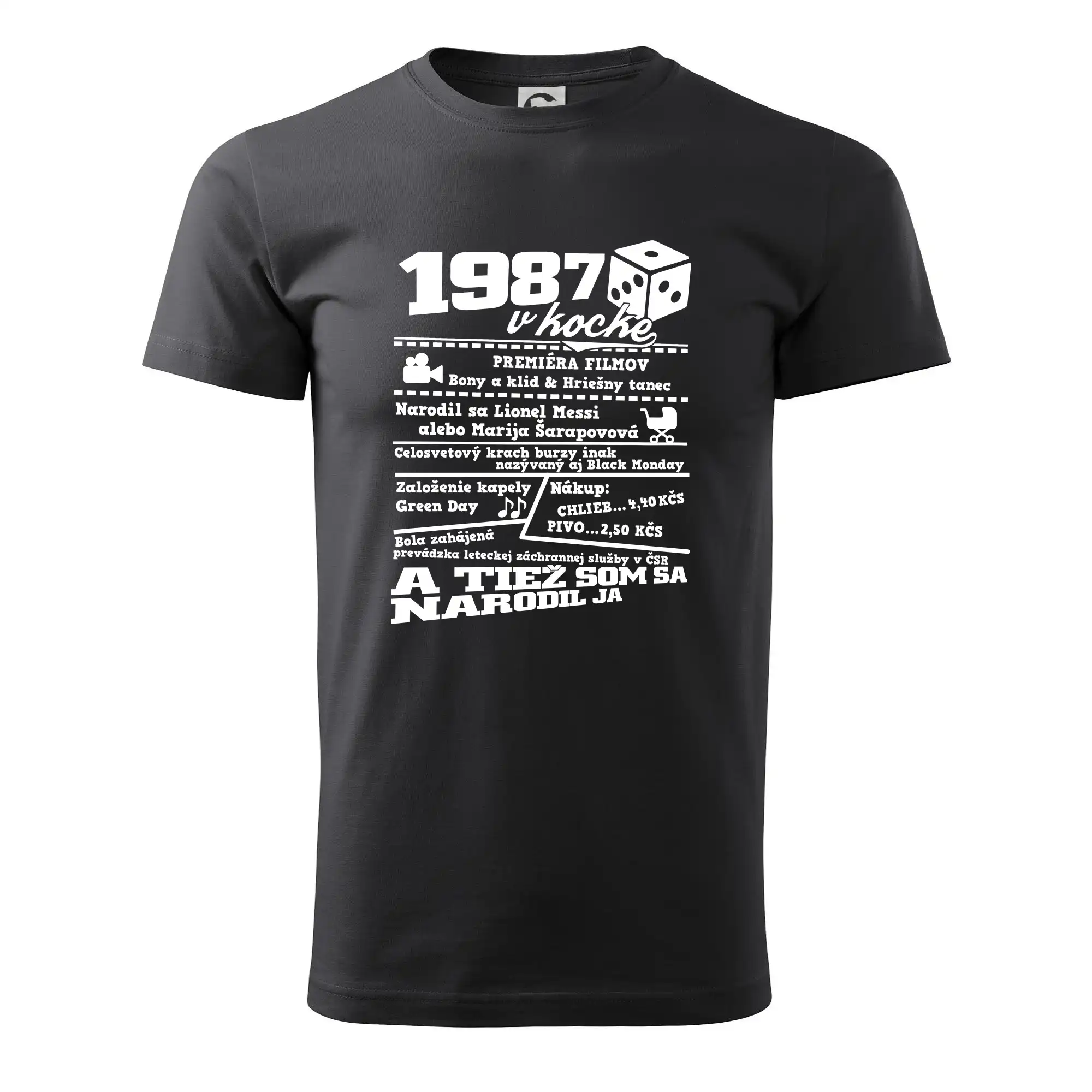 Trička s ročníkom 1987 - 1987 v kocke - Klasické pánske tričko vyššej gramáže
