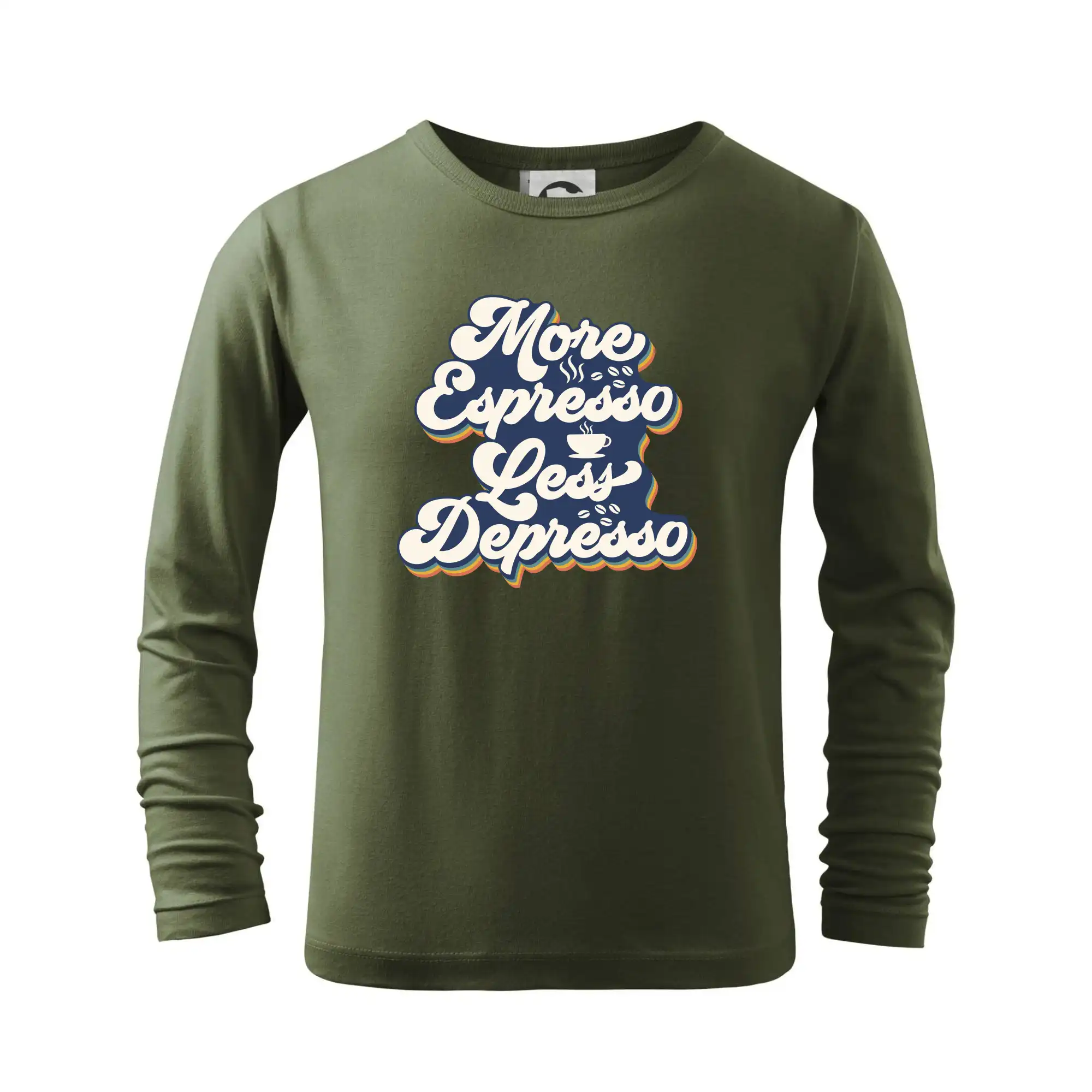 Motívy pre baristu a milovníkov kávy - More espresso less depresso - Tričko detské Long Sleeve