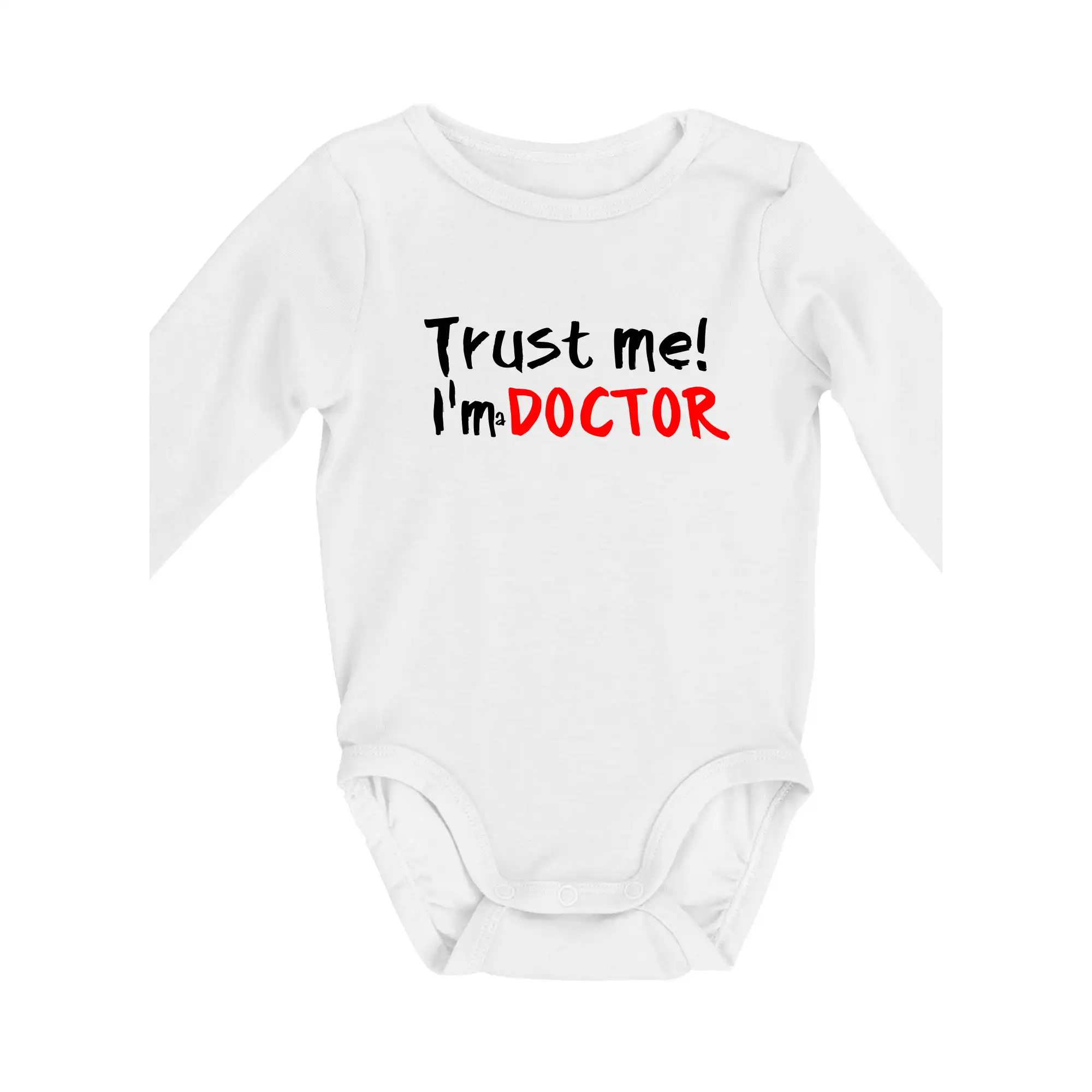 Tričká na ukončenie štúdia - Trust me I´m  a Doctor / Ver mi som Doktor - Body dojčenské s dlhým rukávom
