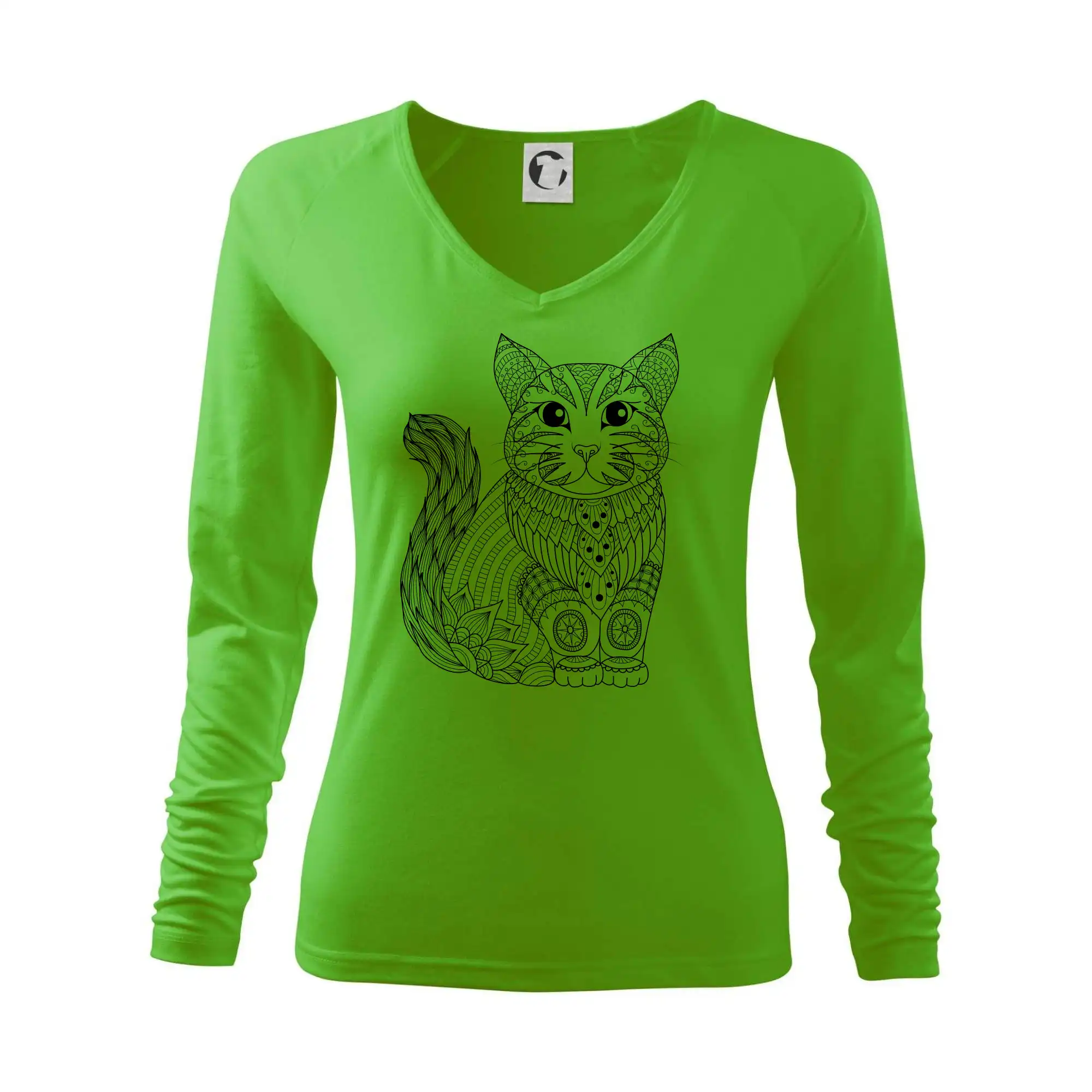 Vtipná tričká s mačkou - Mačka sediaca mandala - Tričko dámske Elegance