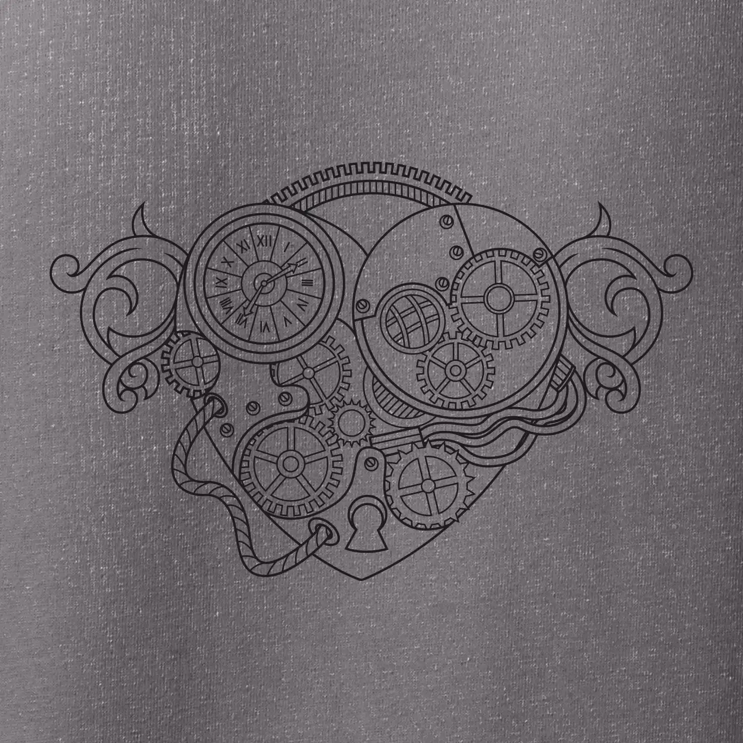 Steampunk srdce kreslené