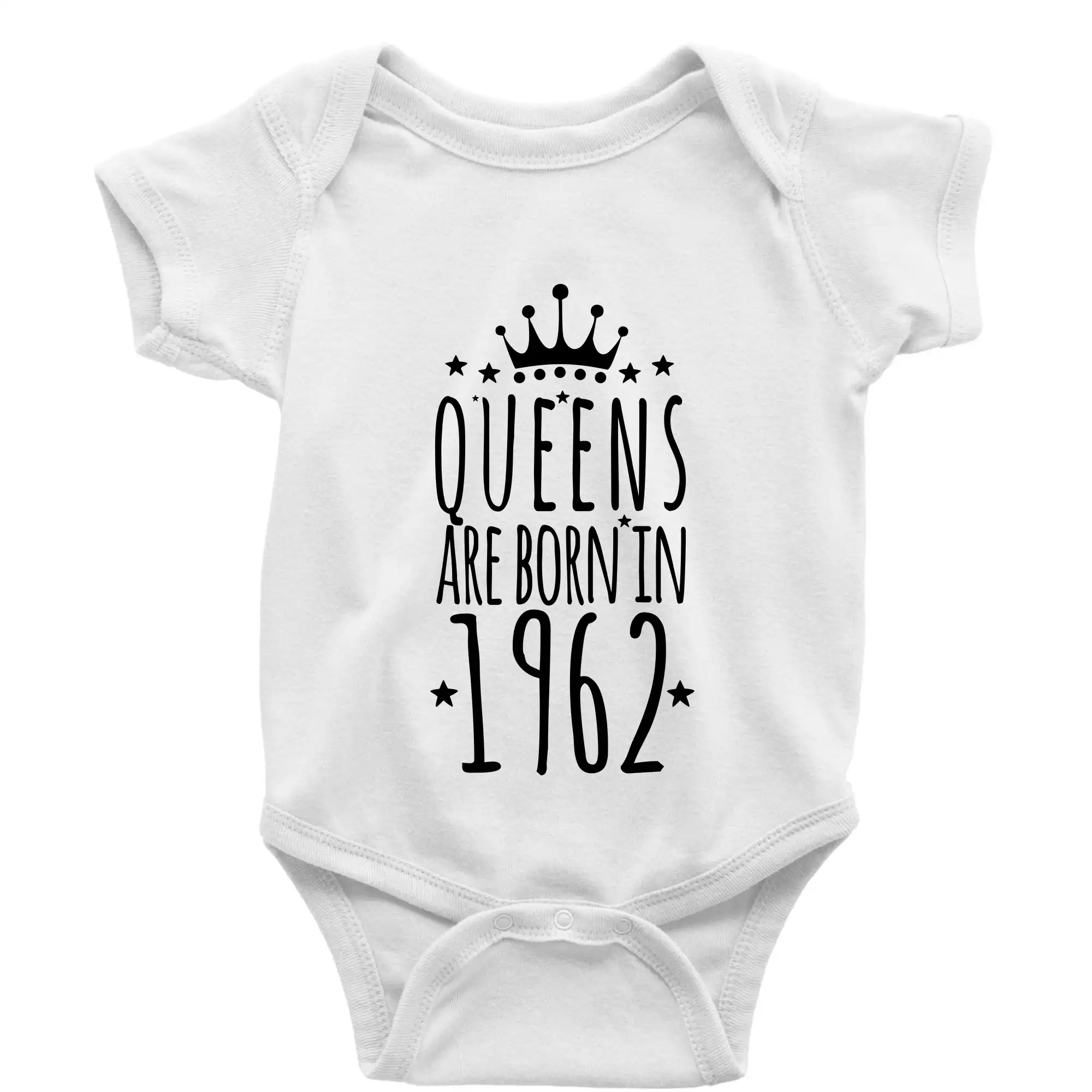 Trička s ročníkom 1962 - Queens are born in 1962 - Body dojčenské s krátkym rukávom