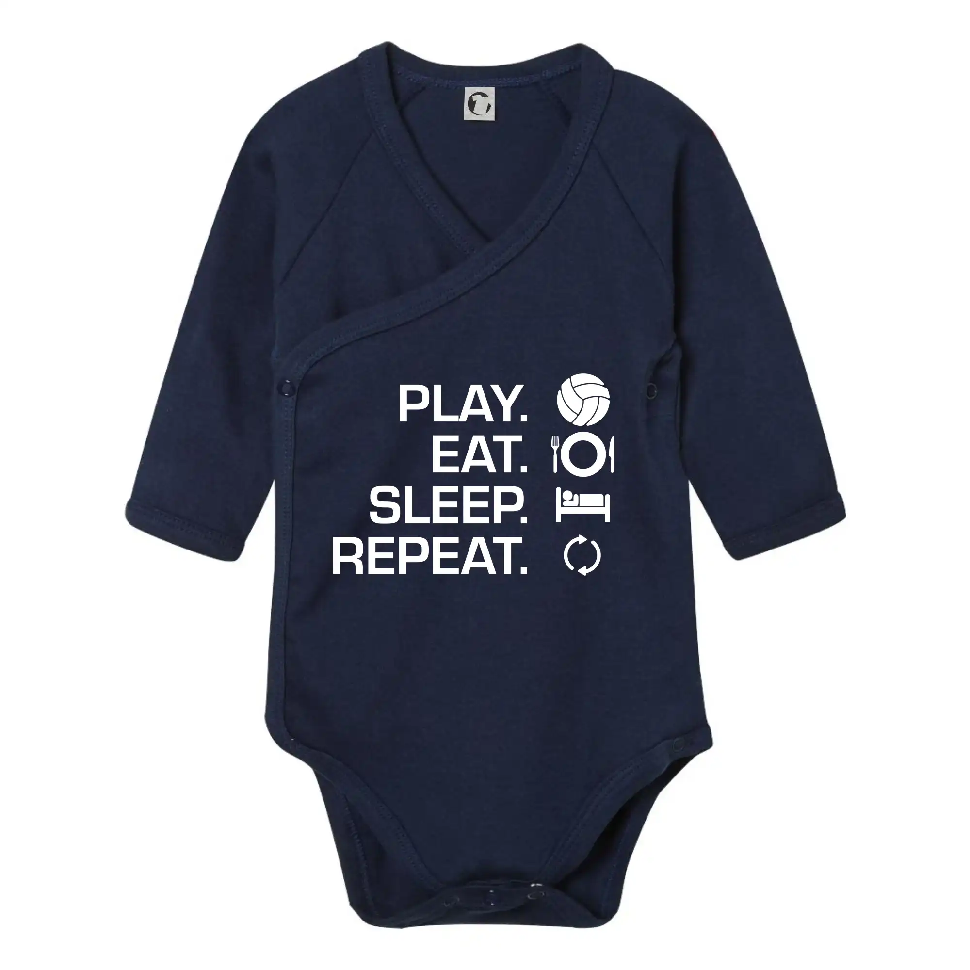 Trička na volejbal - Play Eat Sleep Repeat volejbal - Body zavinovacie s dlhým rukávom
