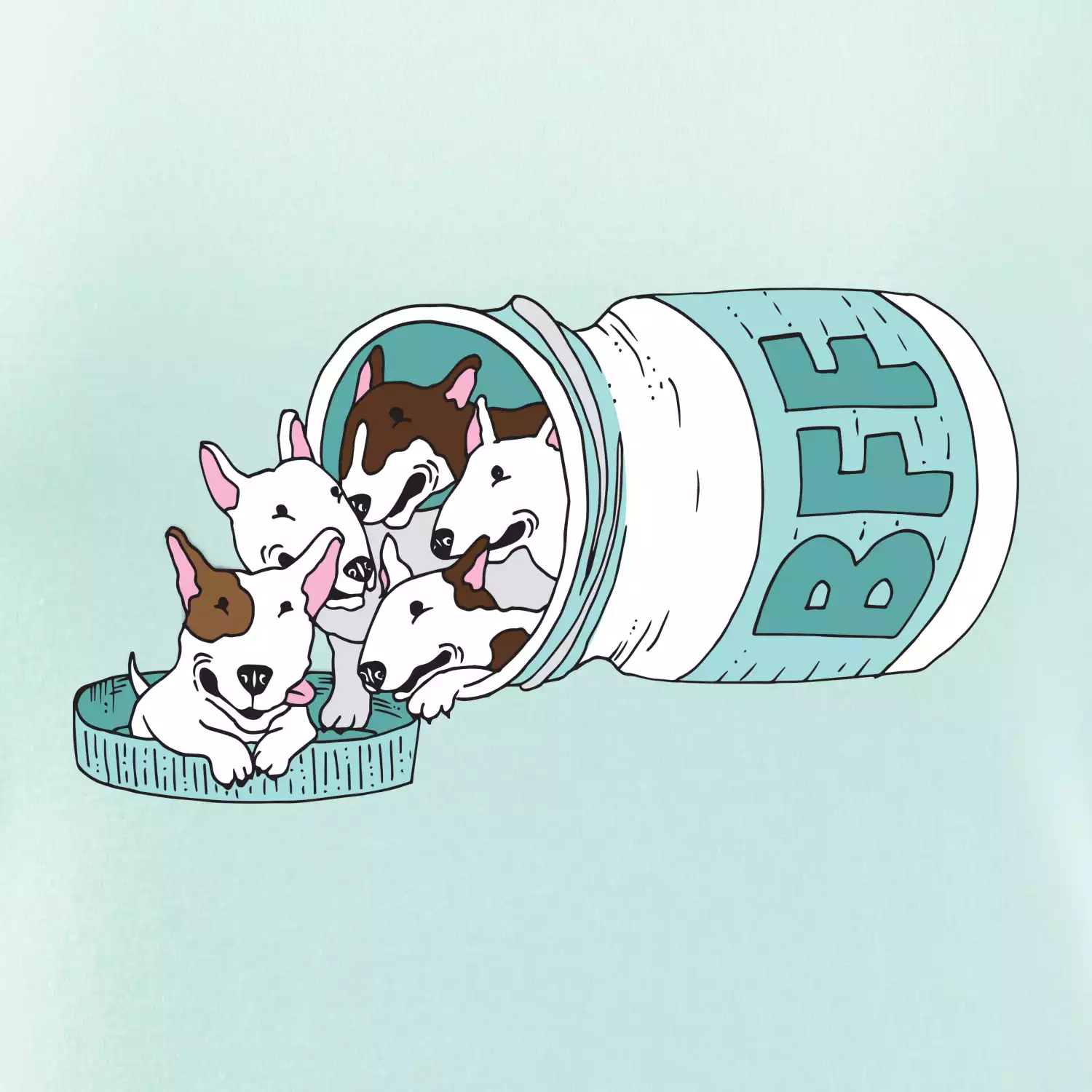 Bullterrier Friends Forever zelené (Pecka design)
