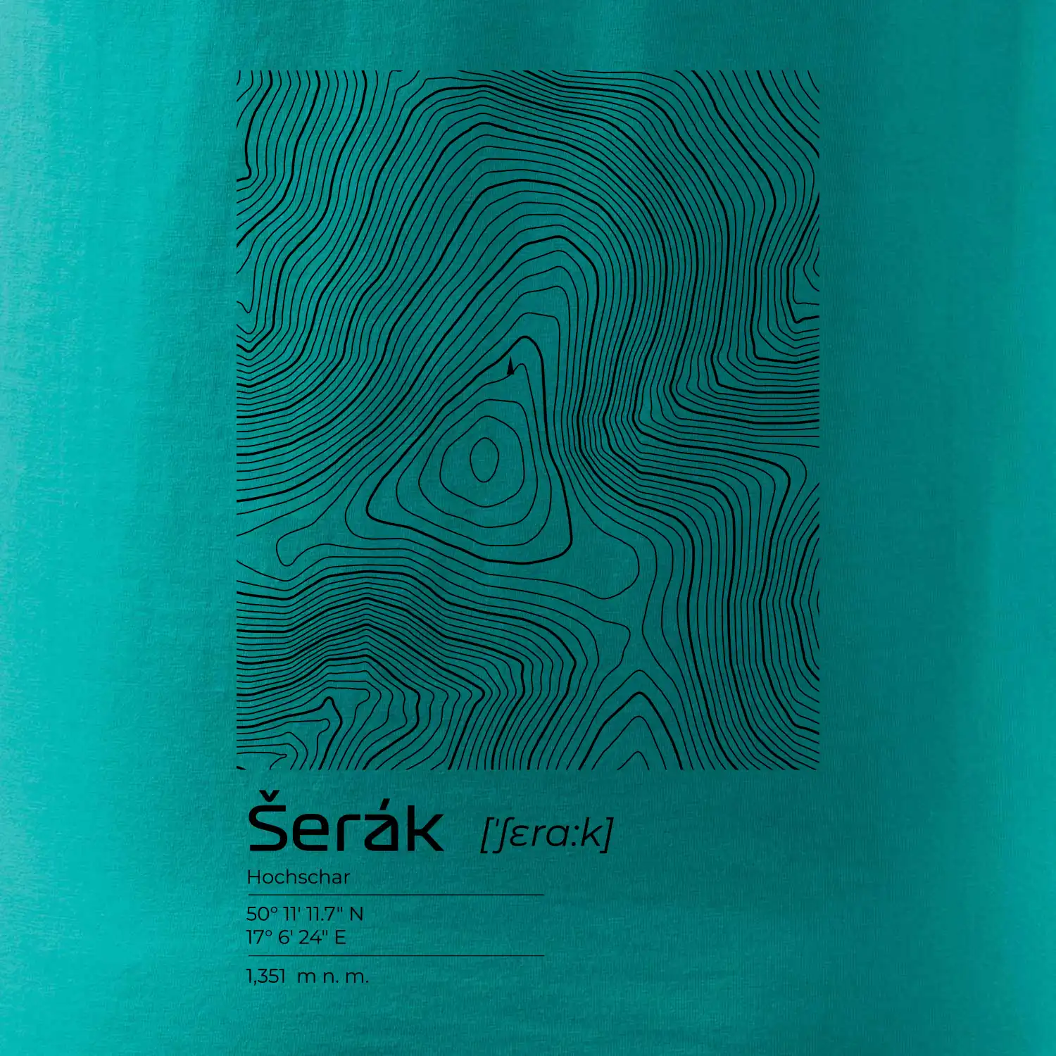 Šerák - vrstevnice v obdélníku