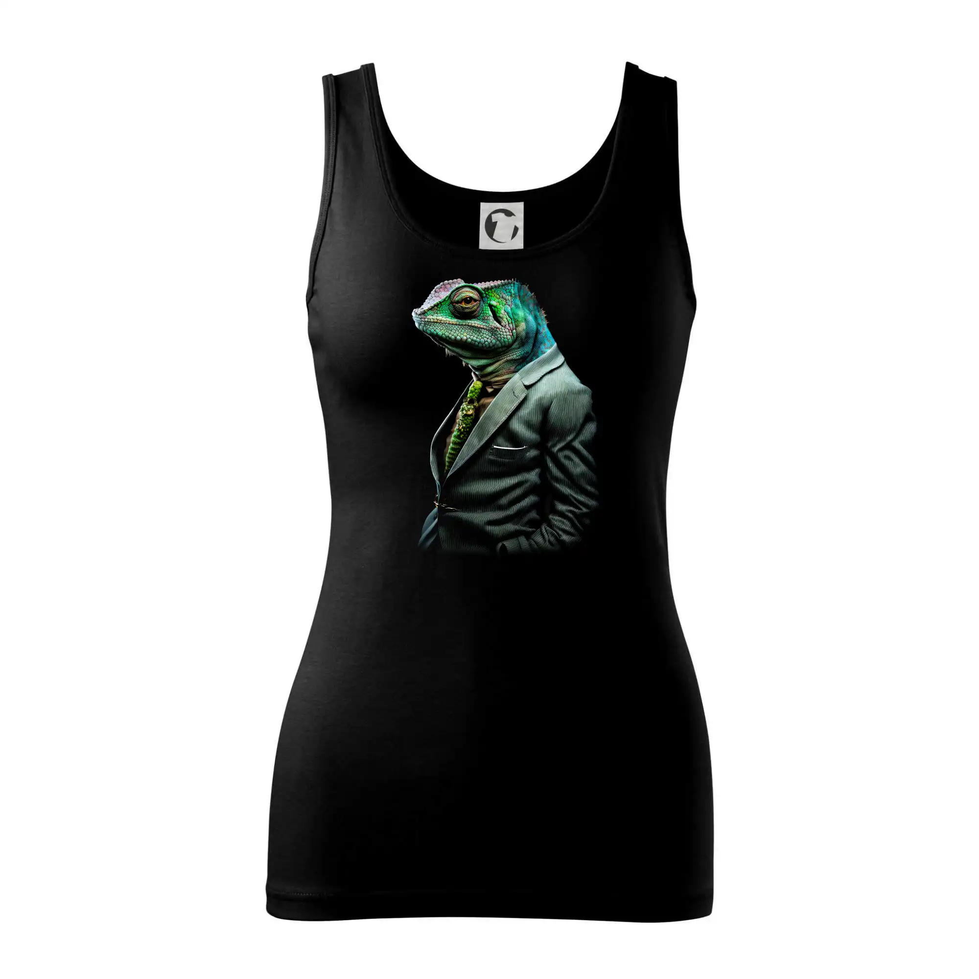 Tričká so zvieratami - Chameleon v obleku - Dámske tielko