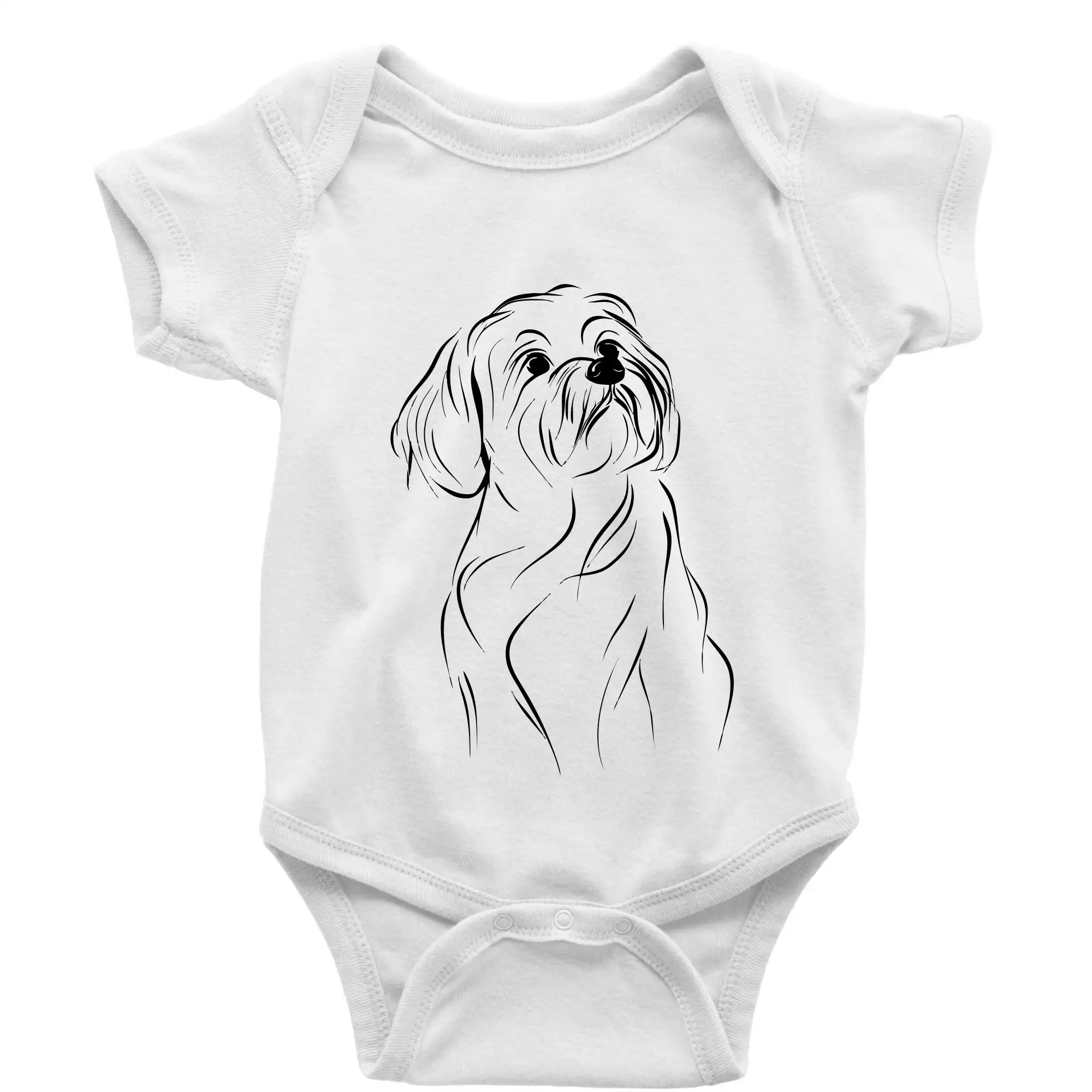 Ostatné psie plemená - Lhasa Apso čierny nákres slabej linky - Body dojčenské s krátkym rukávom