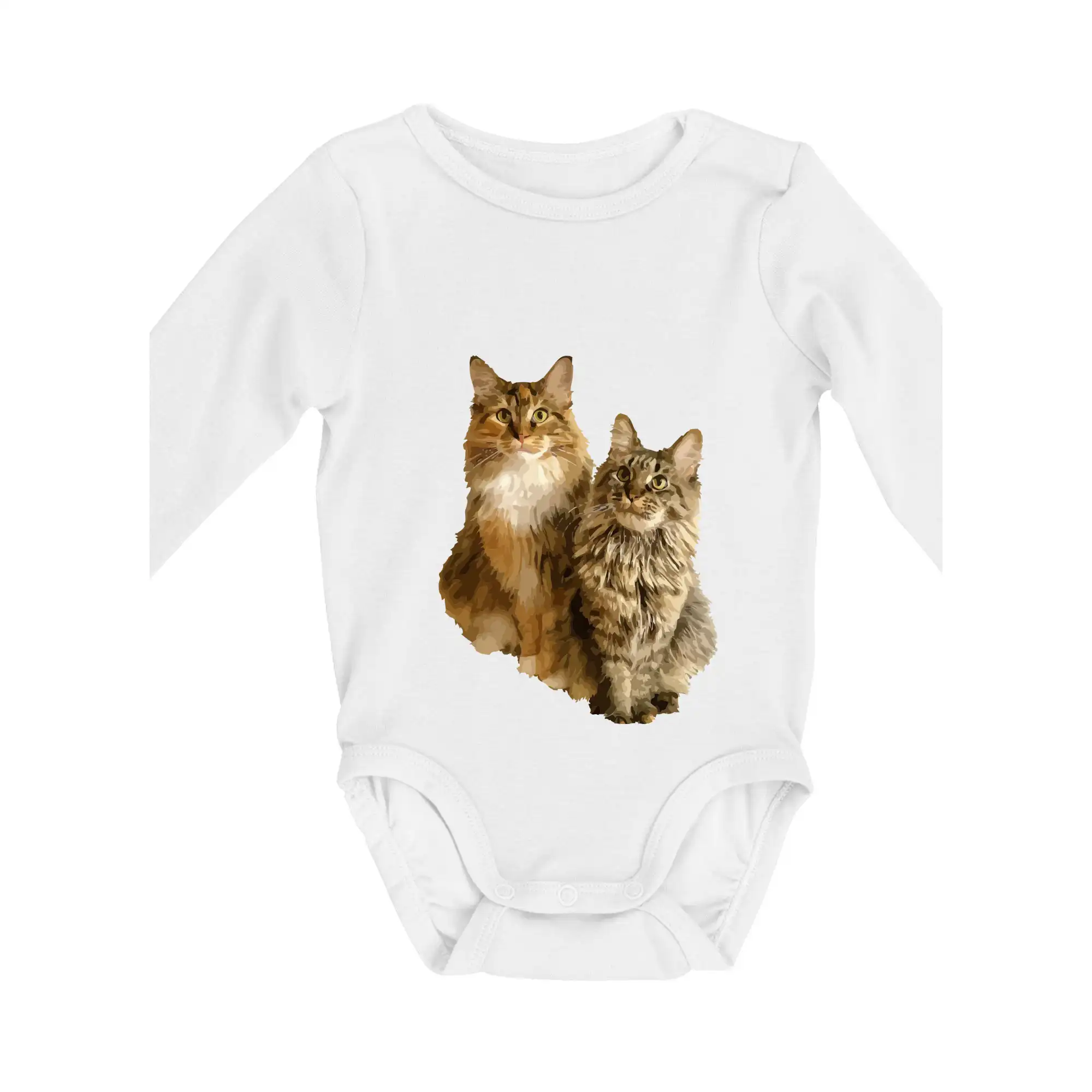 Vtipná tričká s mačkou - Mačky vectorizované (Moňas) - Body dojčenské s dlhým rukávom