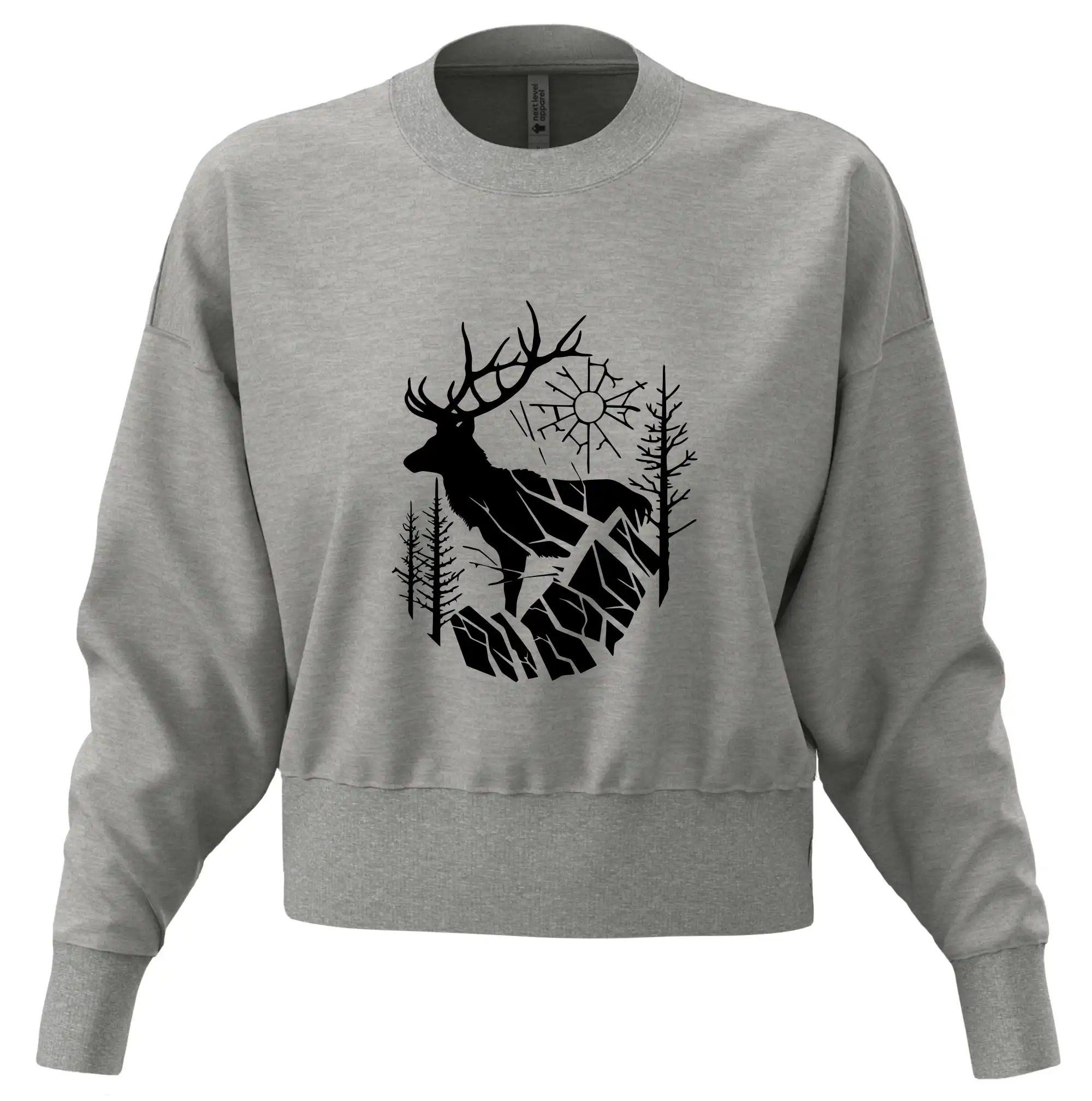 Tričká so zvieratami - Jeleň v lese krivky - Mikina oversize crop OVERSIZE
