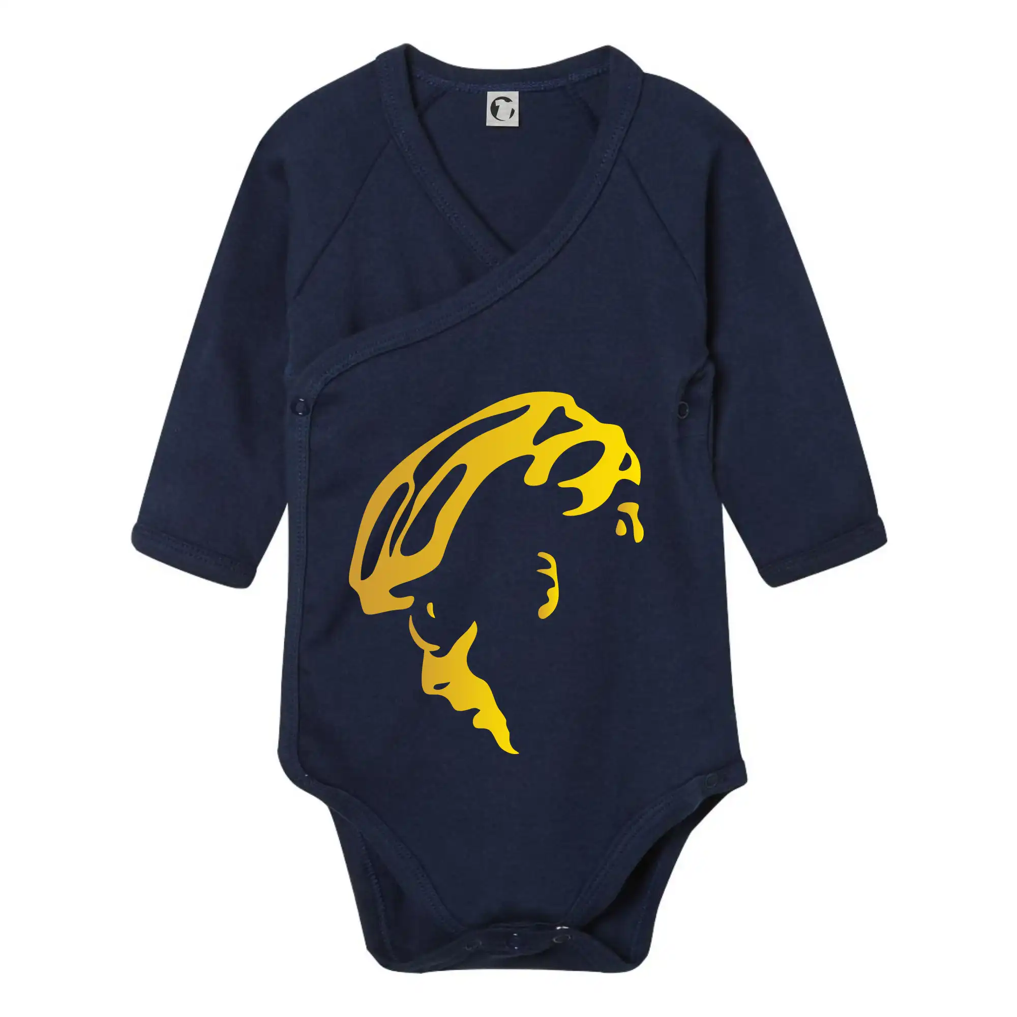 Tričko ako darček pre cyklistu - Hlava cyklista zlatá - Body zavinovacie s dlhým rukávom