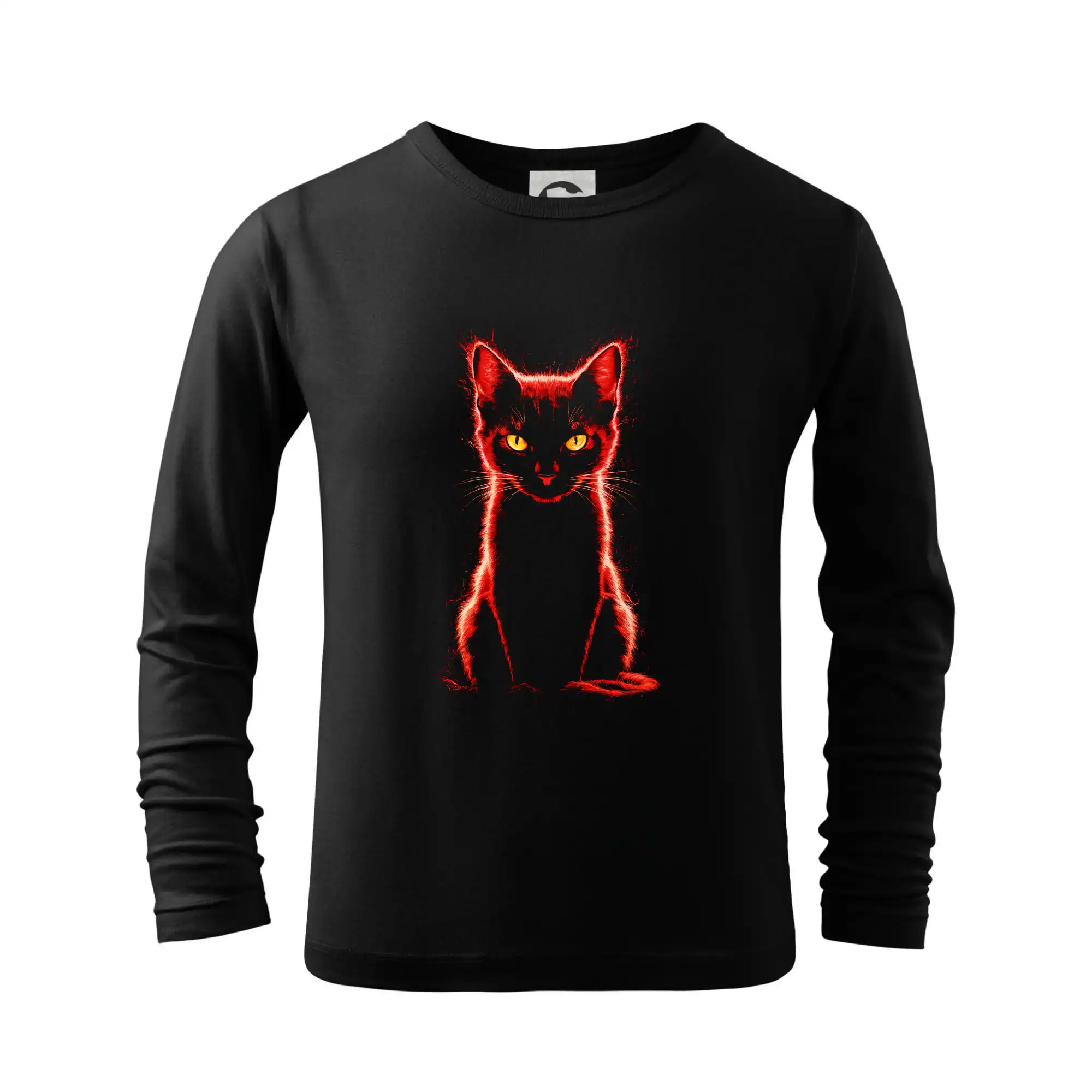 Vtipná tričká s mačkou - Ohnivá mačka červená - Tričko detské Long Sleeve