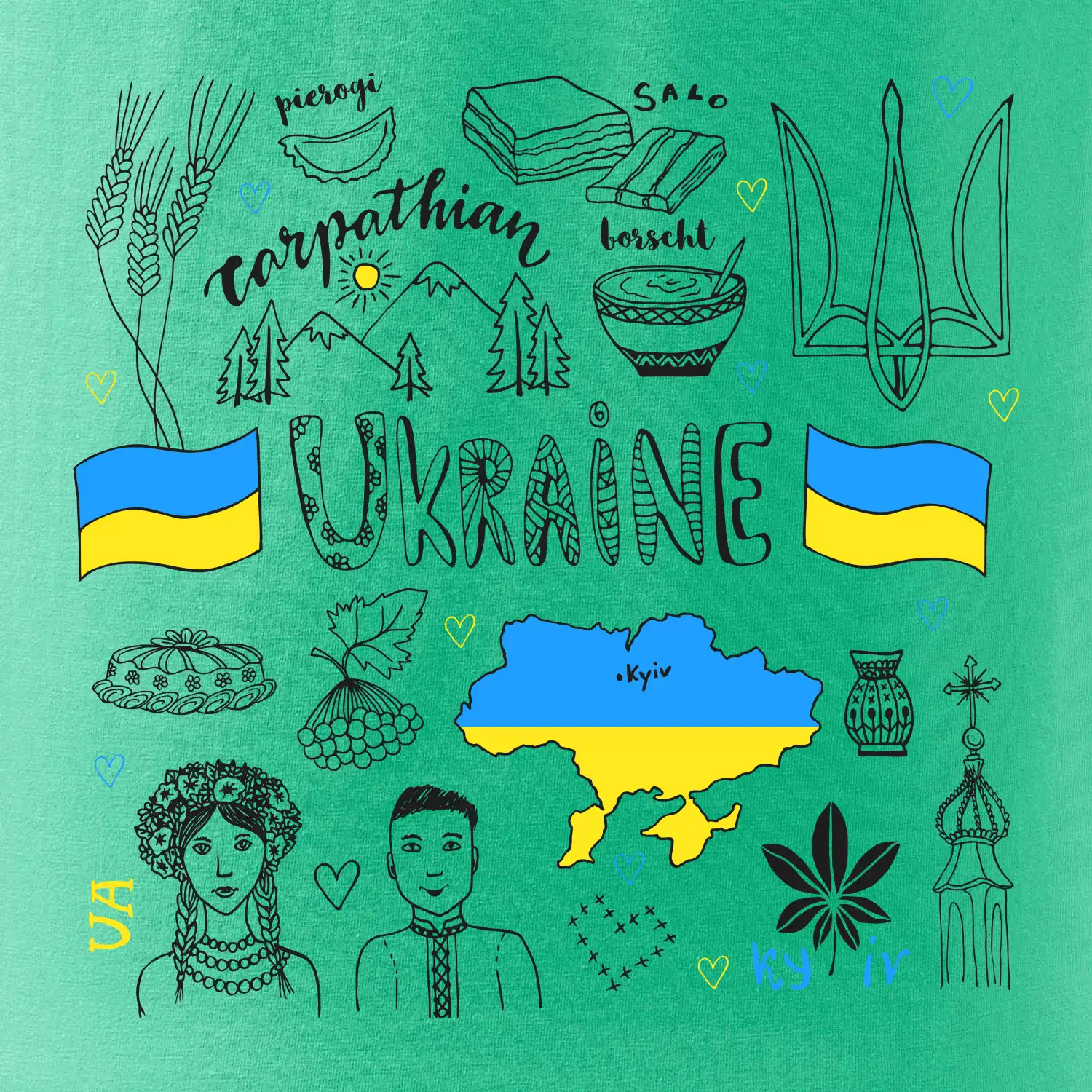 Ukrajina folklor - kreslené obrázky