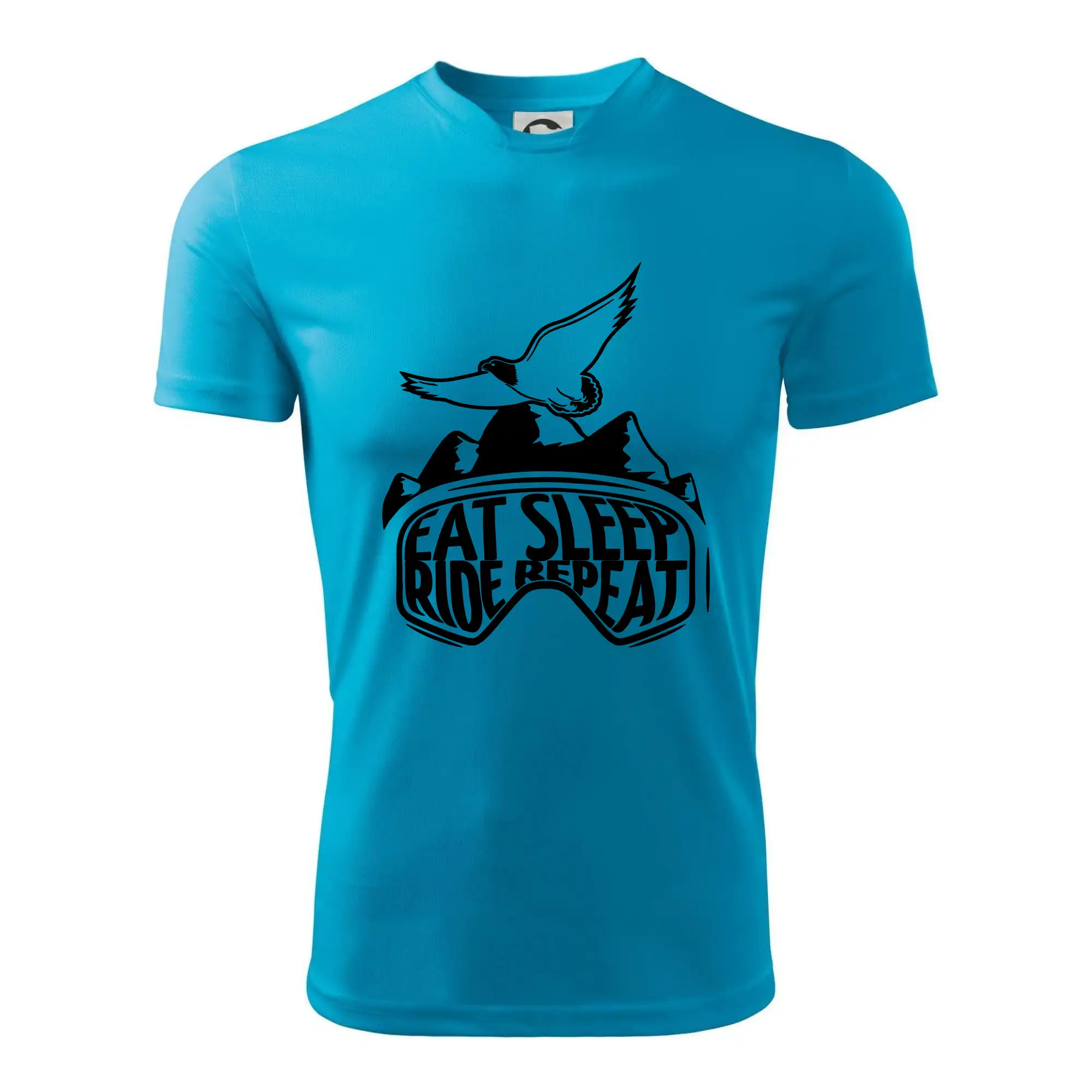 Lyže a Snowboard - Eat sleep ride repeat - hory - Detské tričko športové