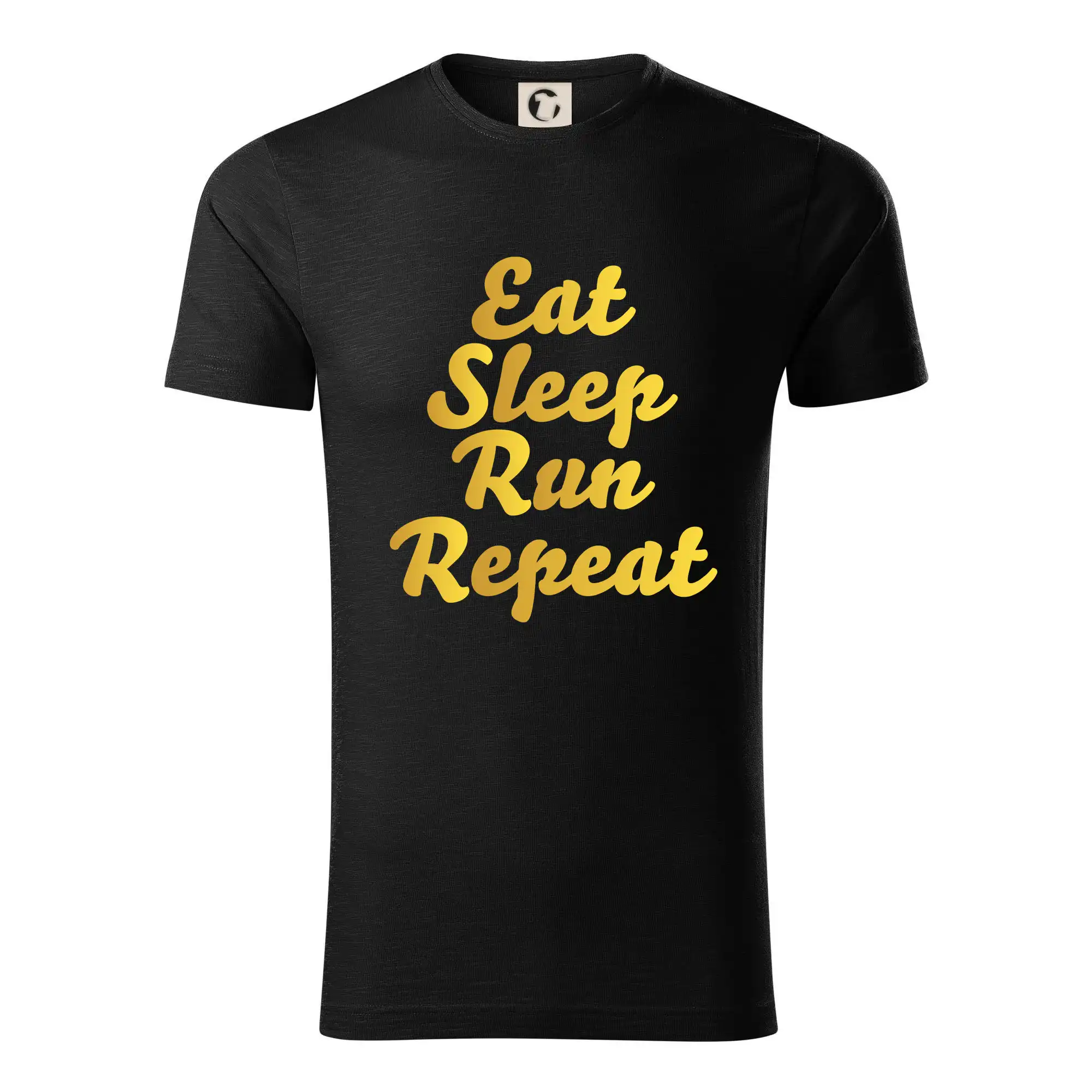 Tričká pre bežcov - Eat sleep run zlatá - Tričko z organickej bavlny