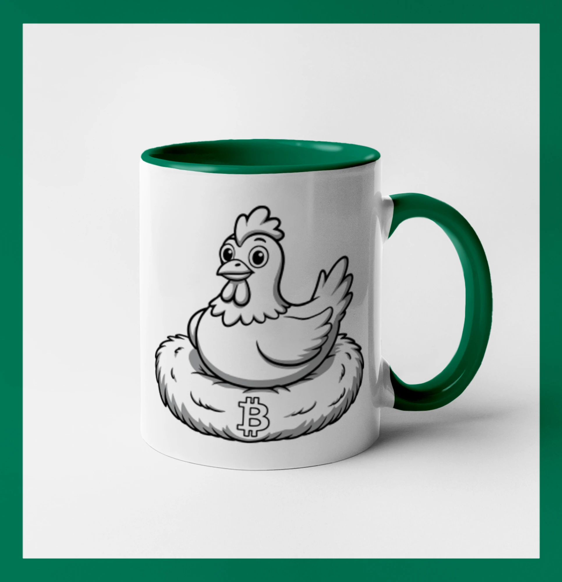 Kurča sediace na bitcoinovom hniezde