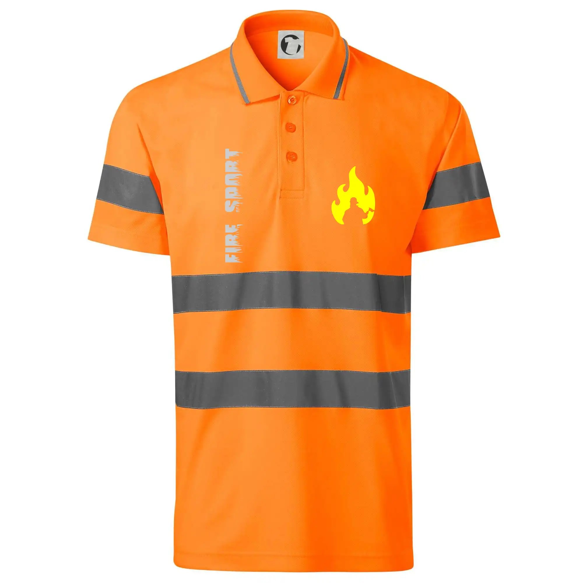 Originálne tričká pre hasičov - DHZ - Váš názov - FLUO + Reflexná potlač - HV Runway 2V9 - Reflexné polokošeľa