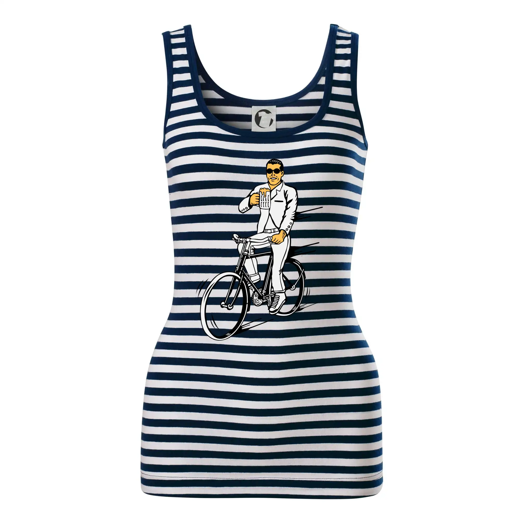 Tričko ako darček pre cyklistu - Gentleman na bicykli s pivom - Sailor tielko na vodu