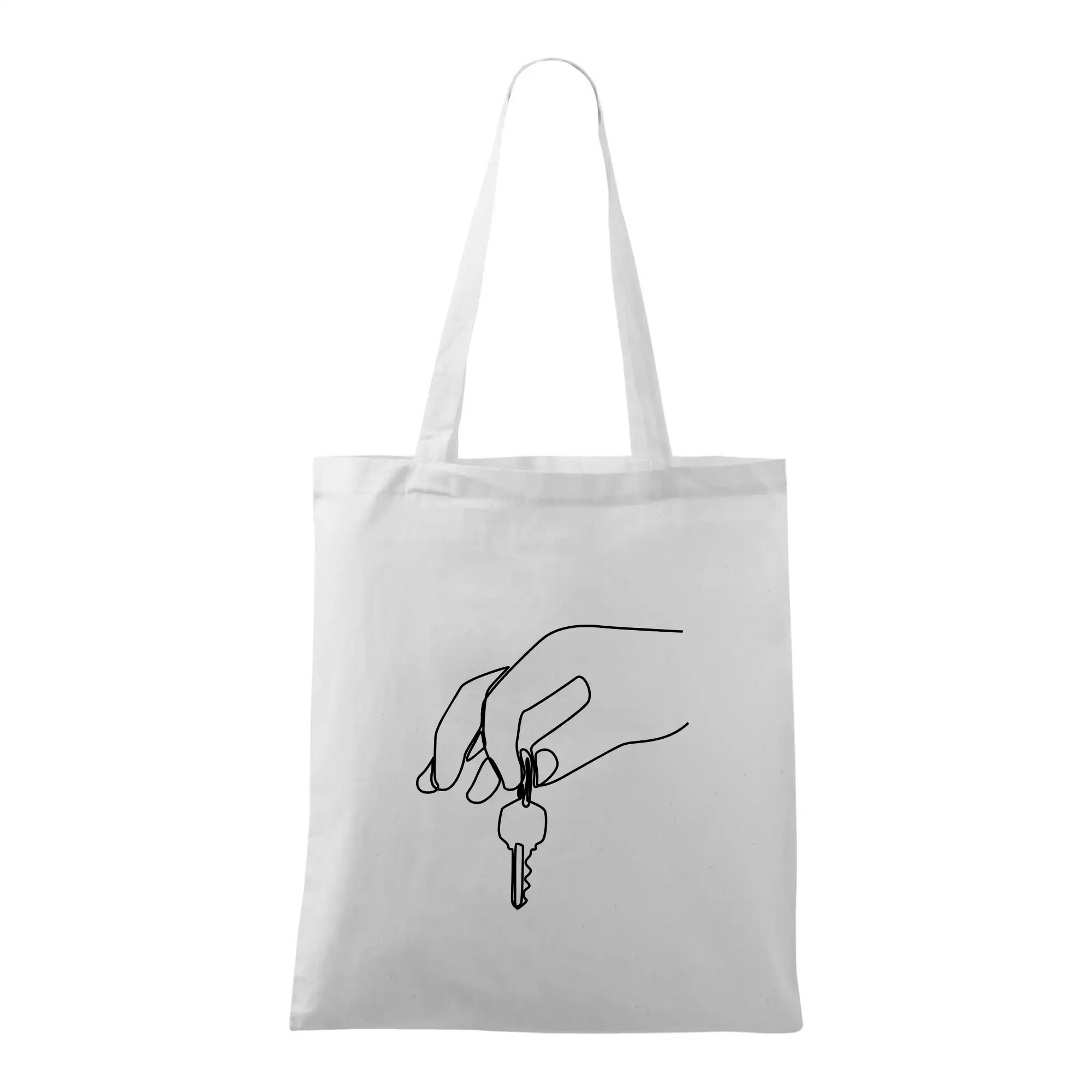 Tričká a mikiny s obrázkami jedným ťahom - Kľúče a ruka jedným ťahom - Taška bavlnená