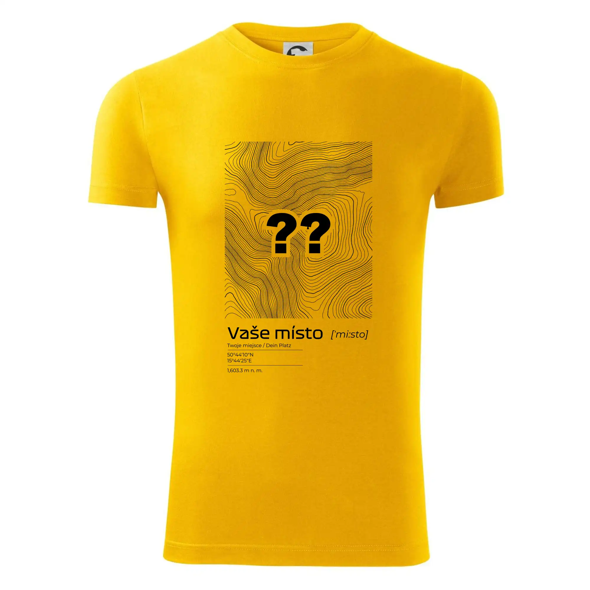 Tričká s vrstevnicami – originálne horské motívy - Vaše miesto - vrstevnice v obdĺžniku - Viper FIT - Pánske zúžené tričko