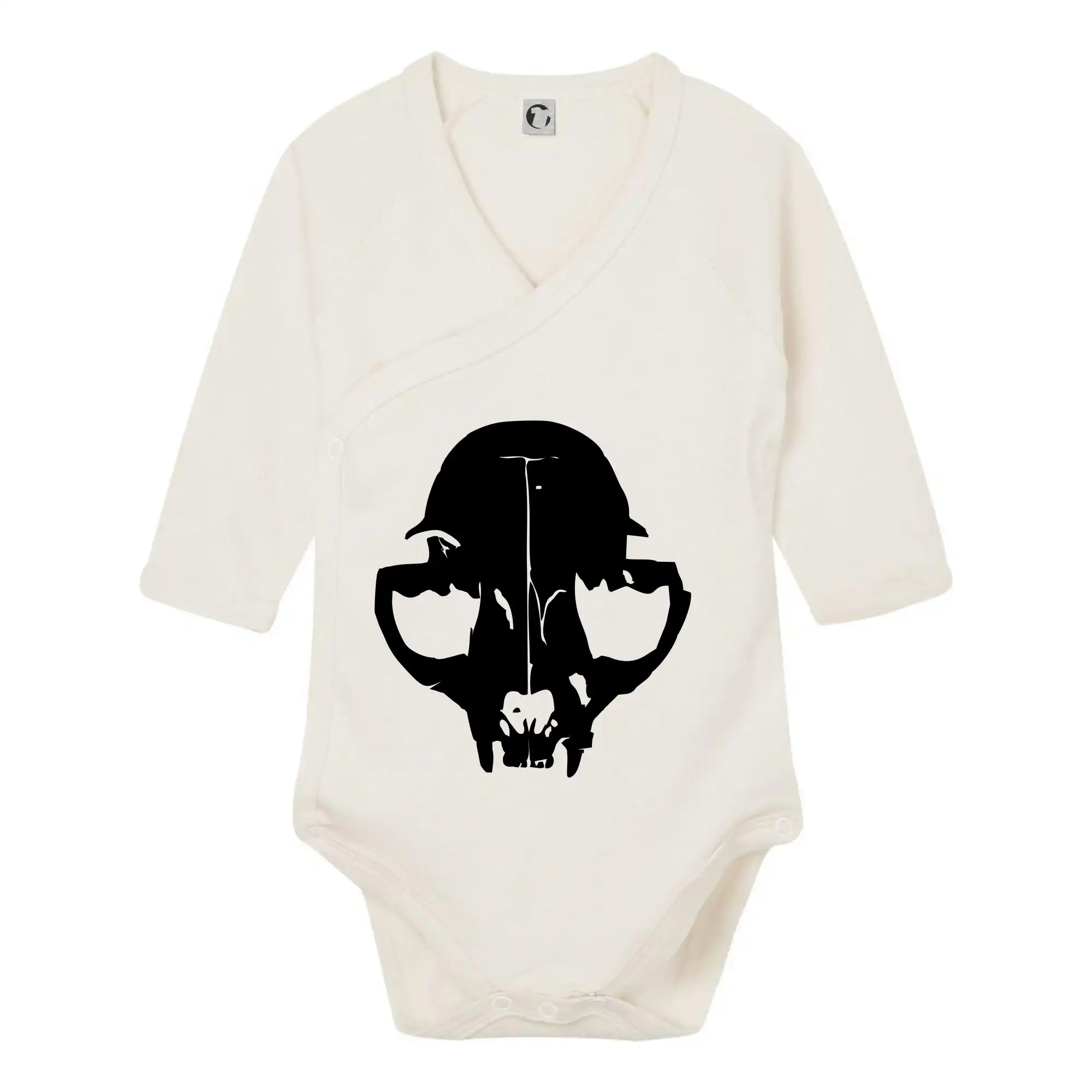 Vtipná tričká s mačkou - Mačka - Cat skull - Body zavinovacie s dlhým rukávom
