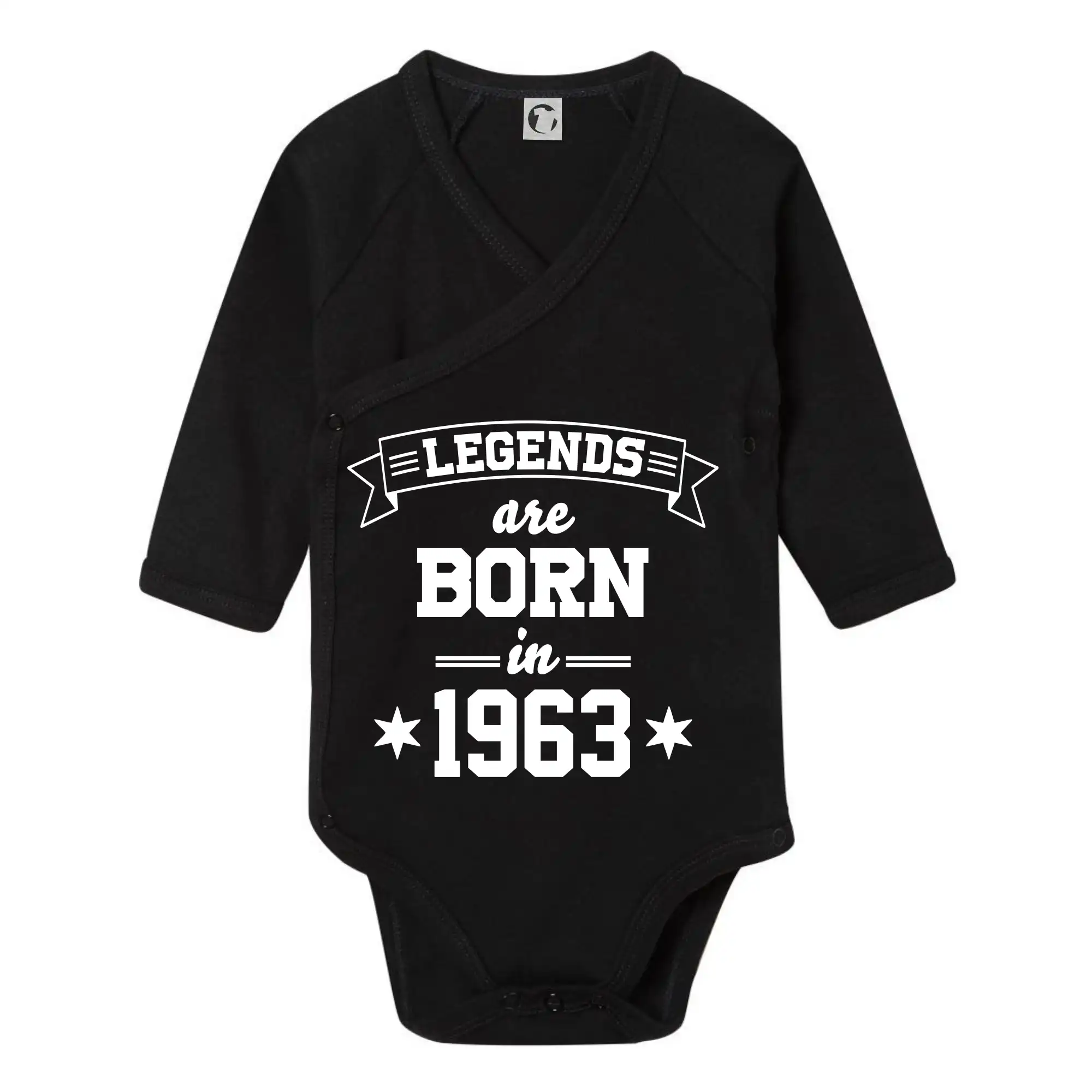 Tričká k narodeninám - Legends are born in 1963 - Body zavinovacie s dlhým rukávom