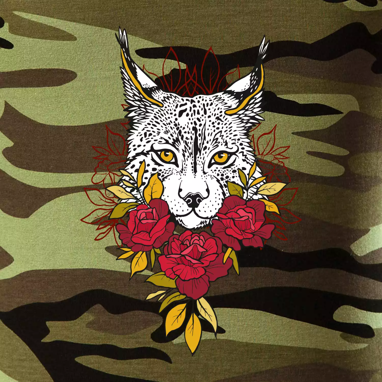 Rys s červenými růžemi  (Pecka design)