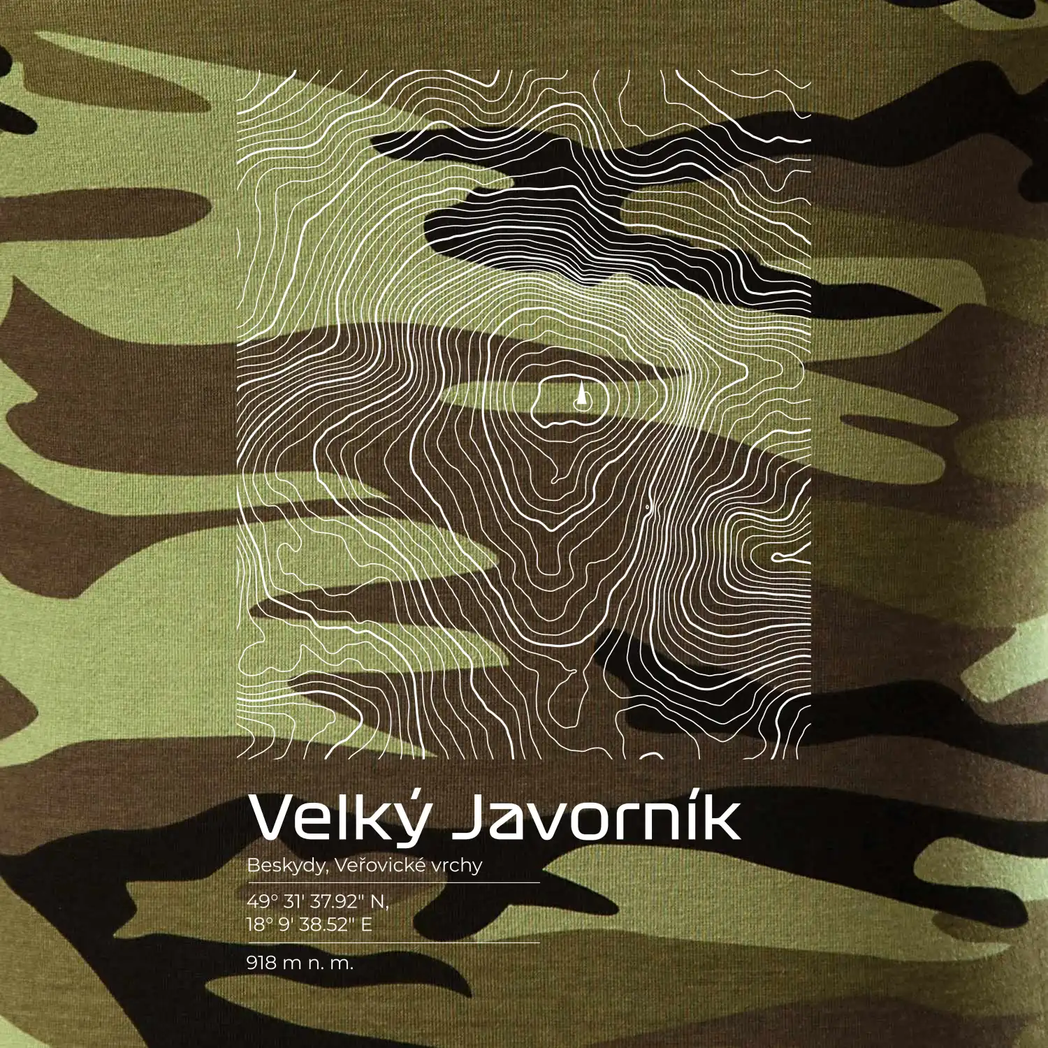 Velký Javorník - vrstevnice v obdélníku