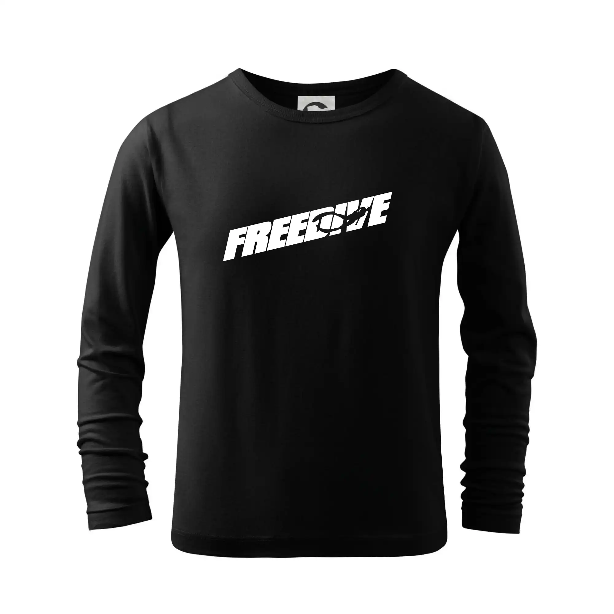 Potápačské tričká - Freedive - nápis s potápačom - Tričko detské Long Sleeve